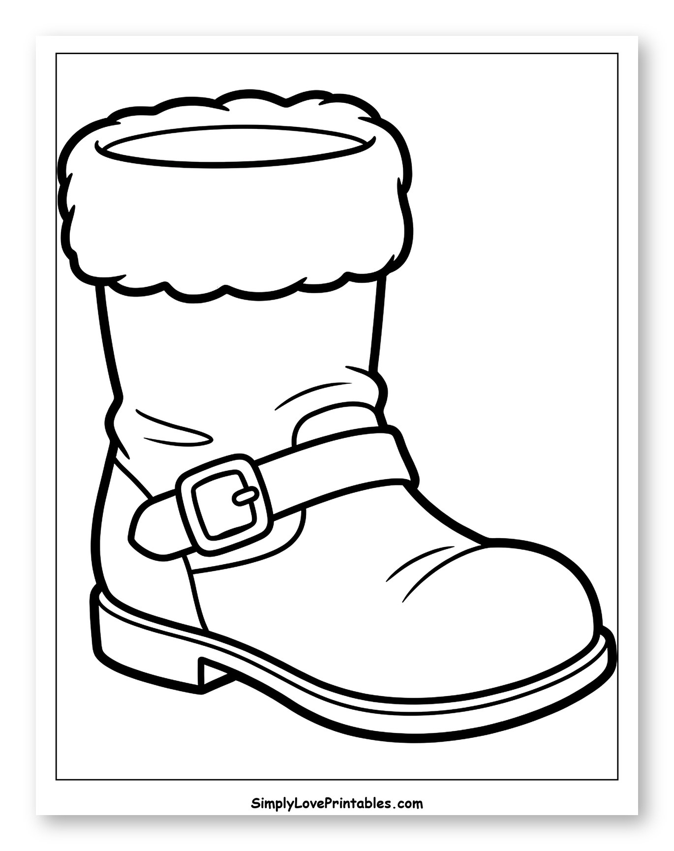 Cozy Santa Boot with Fluffy Trim and Buckle to Color for Toddlers