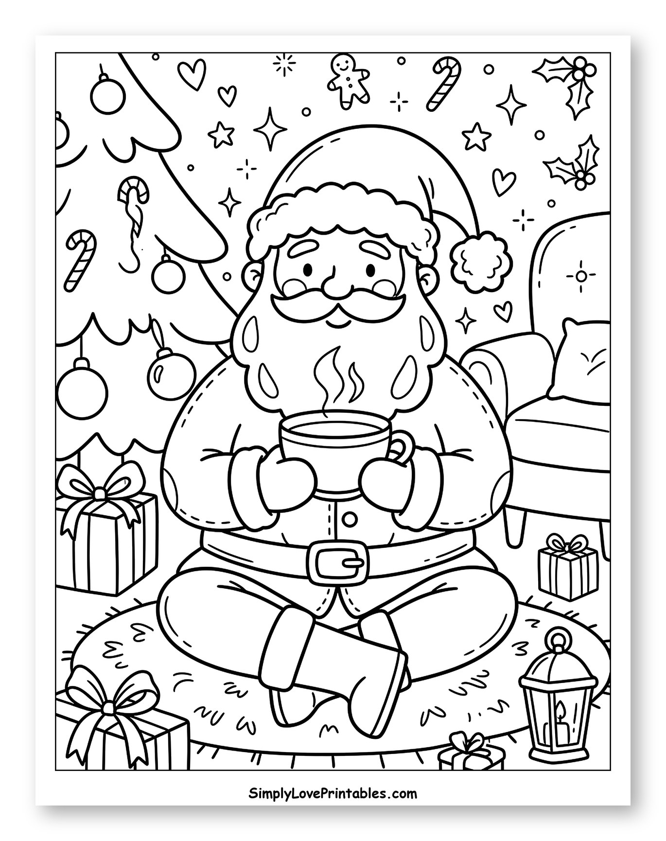 Cozy Santa Claus Relaxing with a Warm Drink
