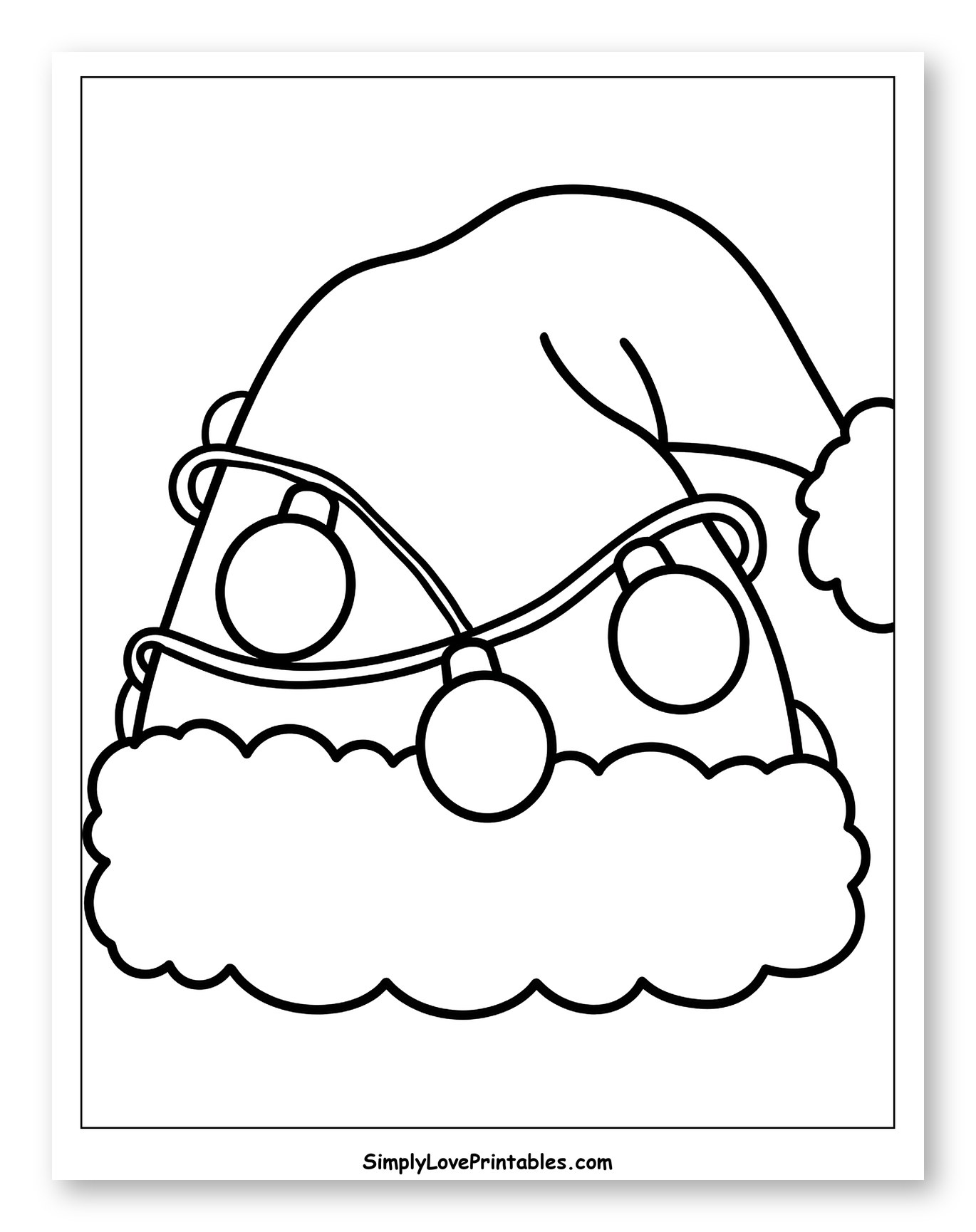 Cozy Santa Hat Decorated with Christmas Lights Coloring Sheet for Toddlers