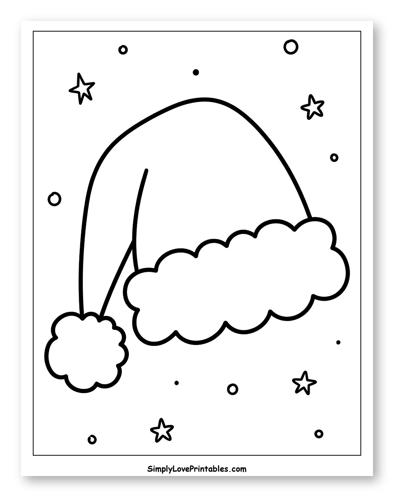 Cozy Santa Hat Under a Starry Sky Coloring Page for Adults