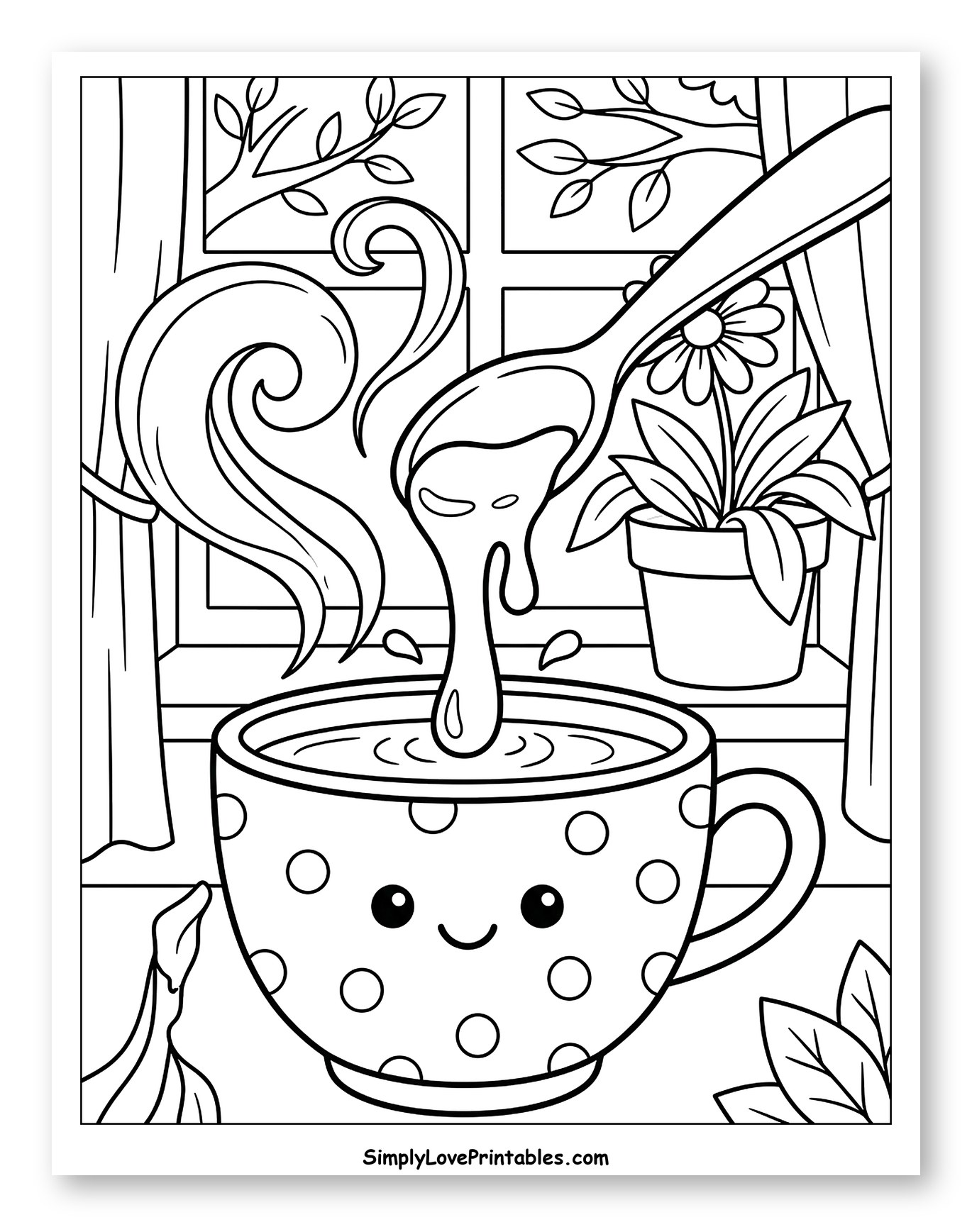 Cozy Scene with Honey Spoon and Happy Cup