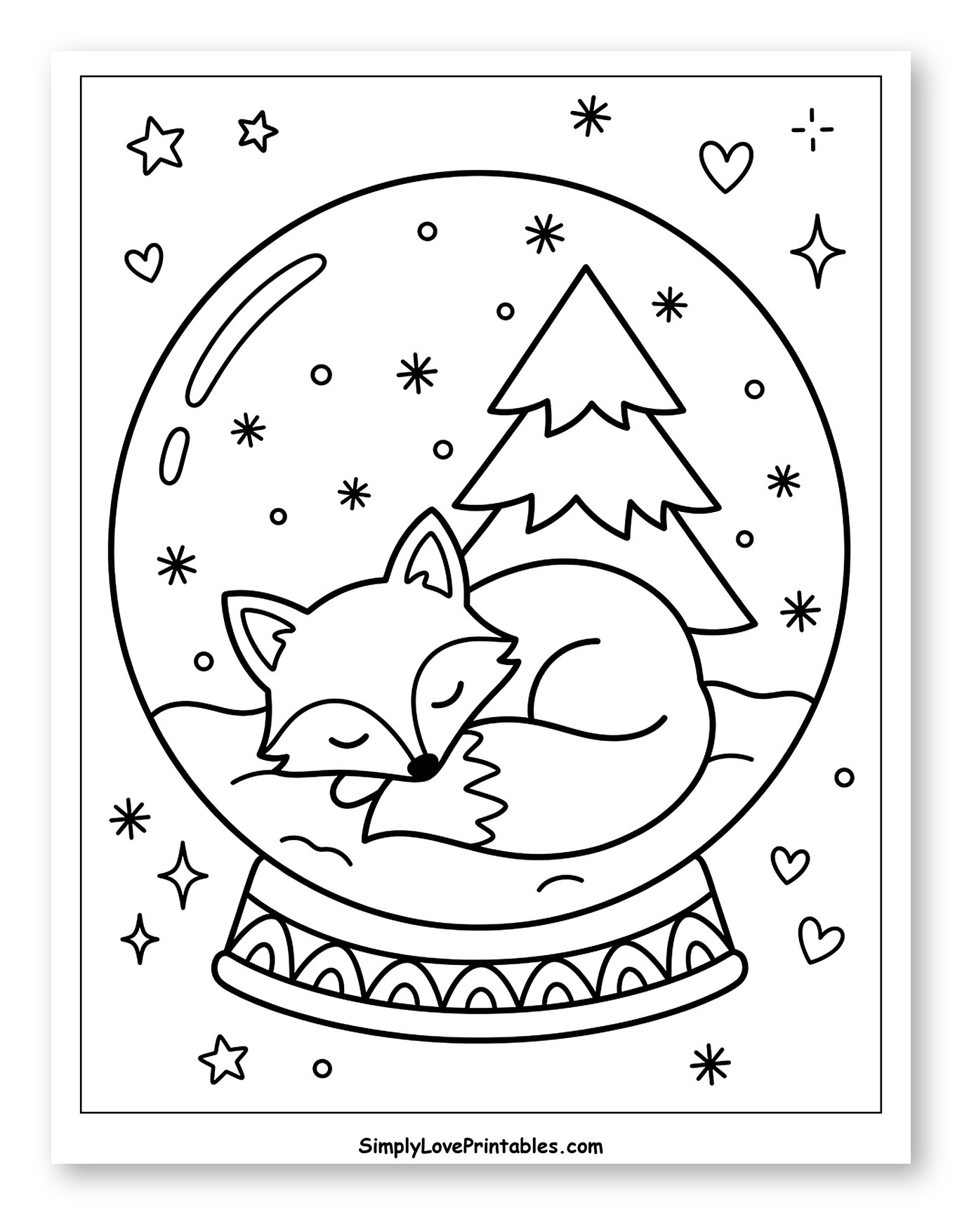 Cozy Sleeping Fox Inside a Snow Globe
