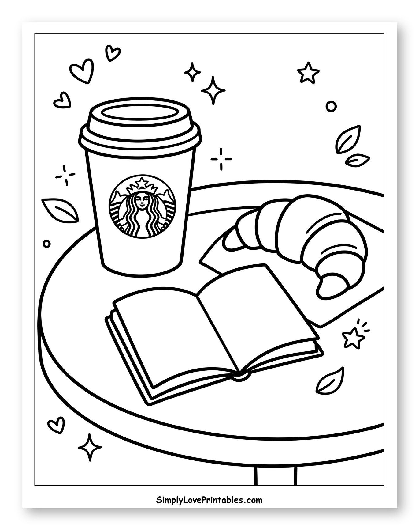 Cozy Starbucks Scene with Book and Croissant