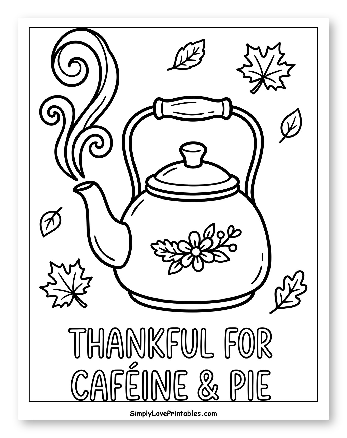 Cozy Steaming Teapot with Fall Leaves