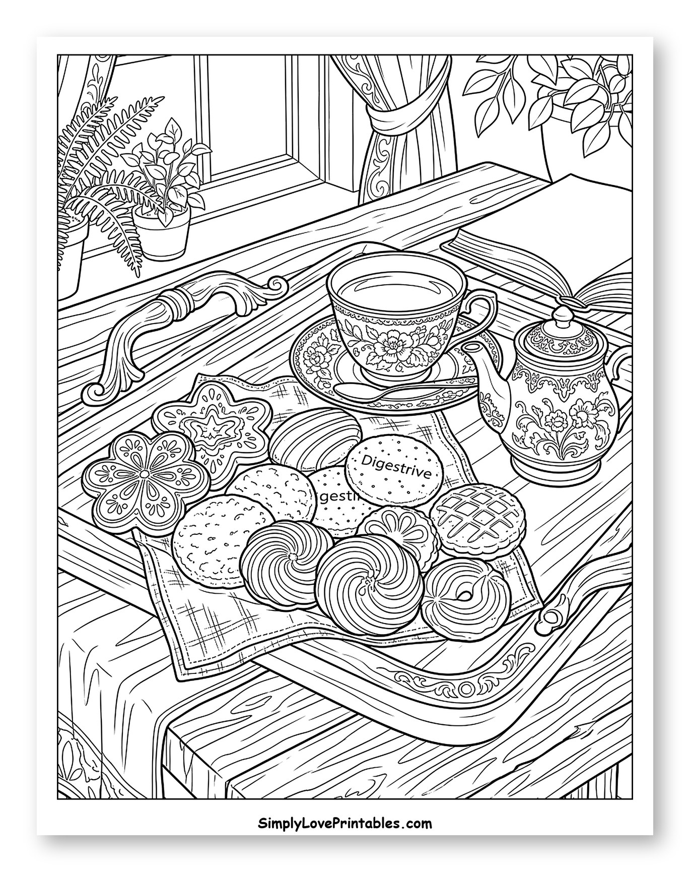 Cozy Tea Setting with Various Biscuits