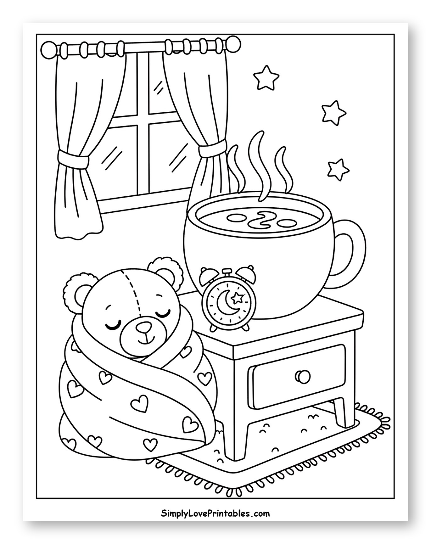 Cozy Teddy Bear with Steaming Mug by Window