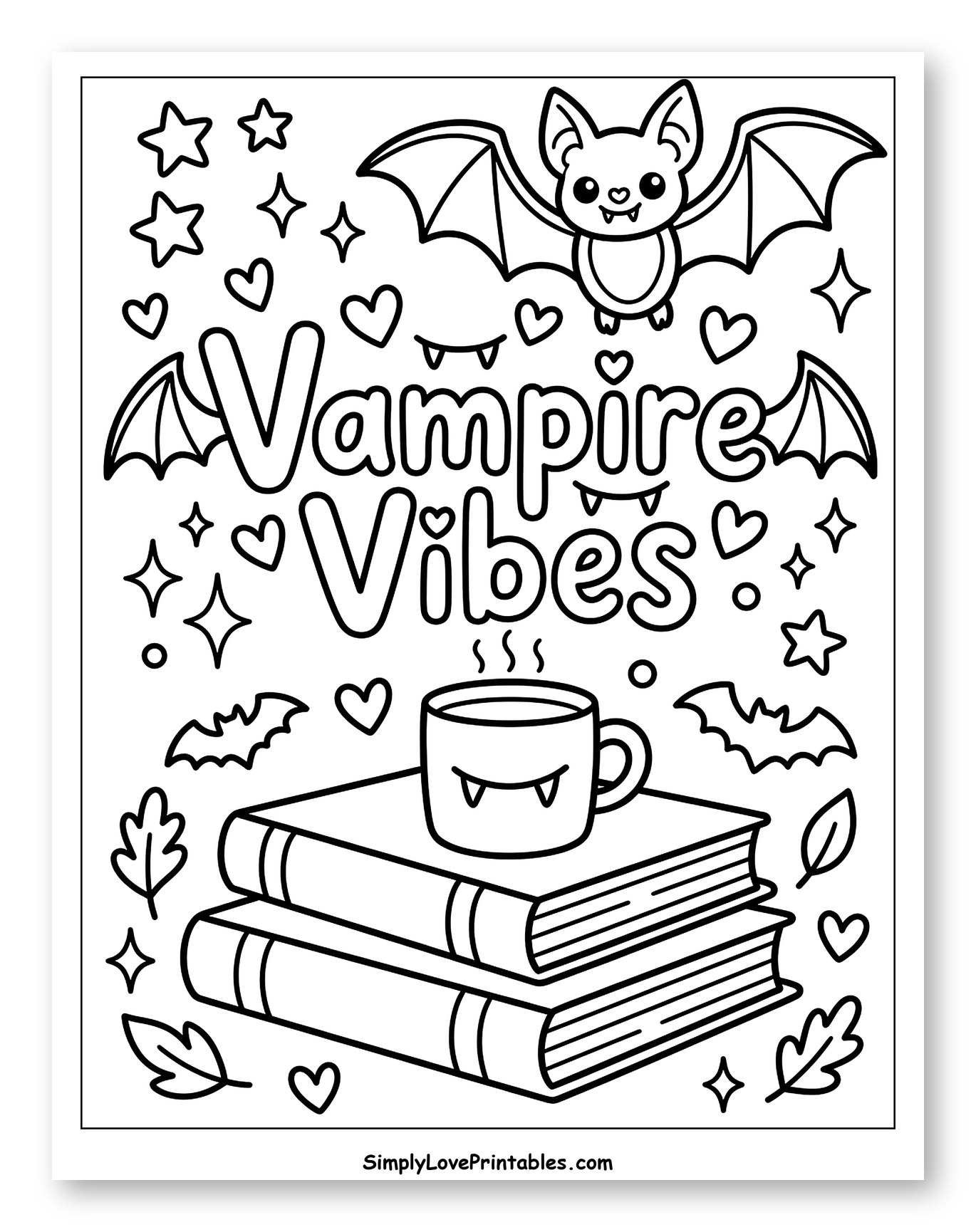 Cozy Vampire Vibes with Bat, Books, and Coffee