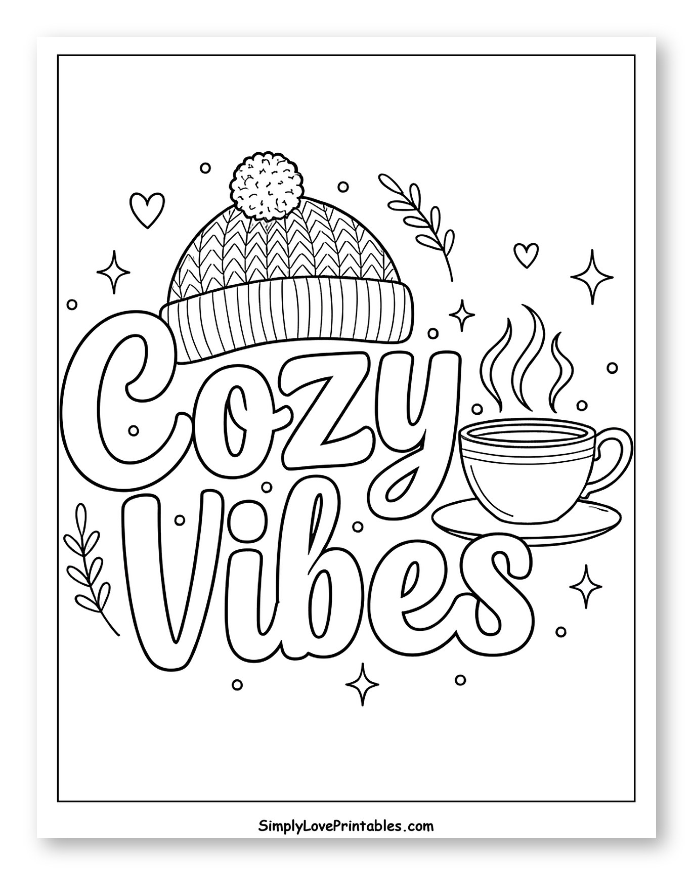 Cozy Vibes Winter Hat and Hot Drink