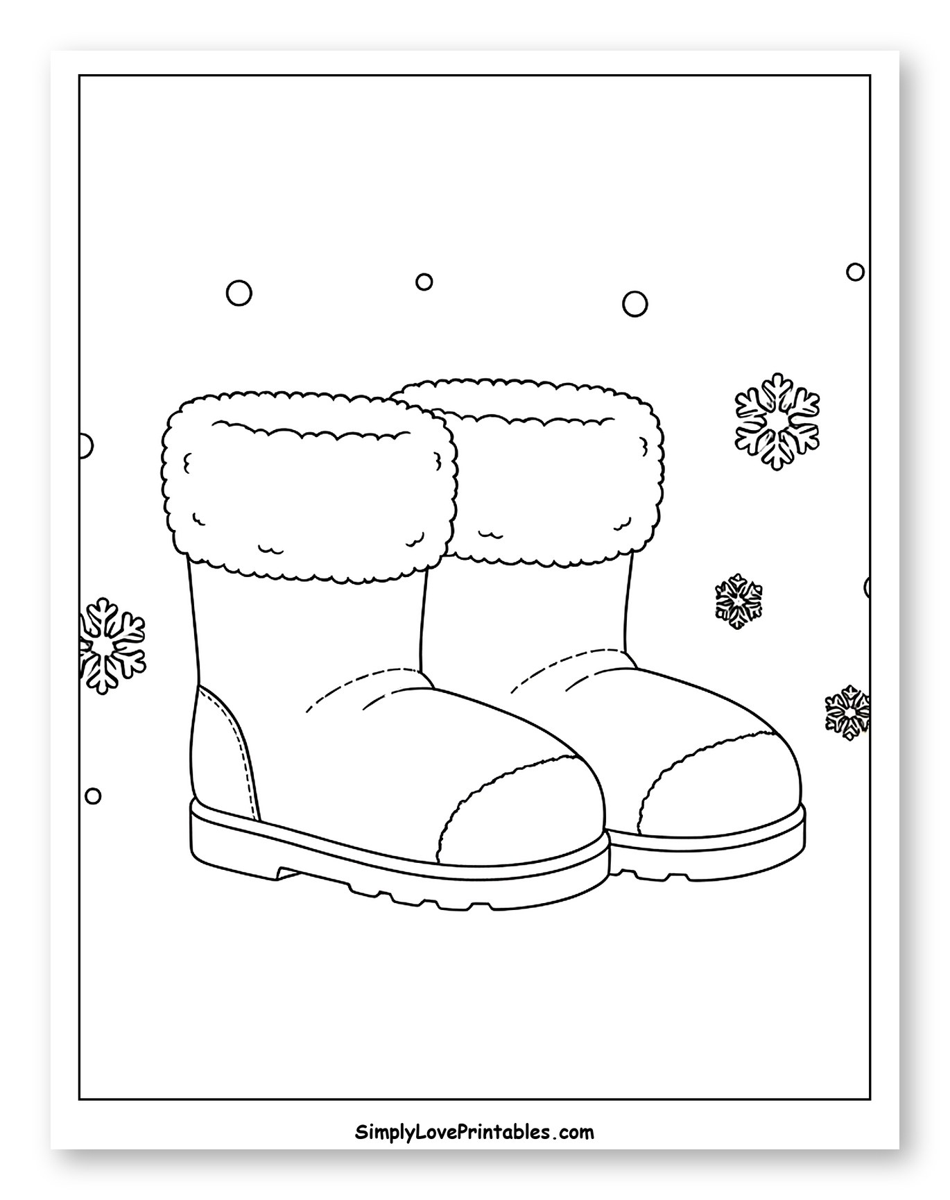 Cozy Winter Boots and Falling Snowflakes