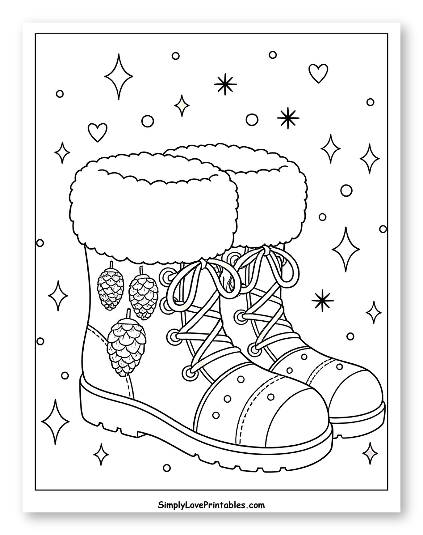 Cozy Winter Boots with Furry Tops and Pinecones