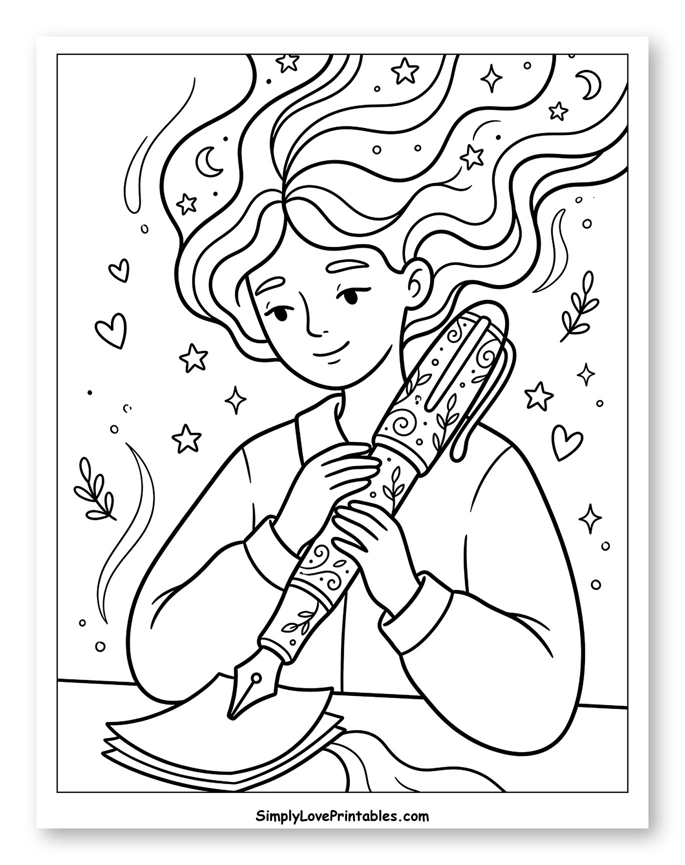 Creative Writer with Starry Flowing Hair