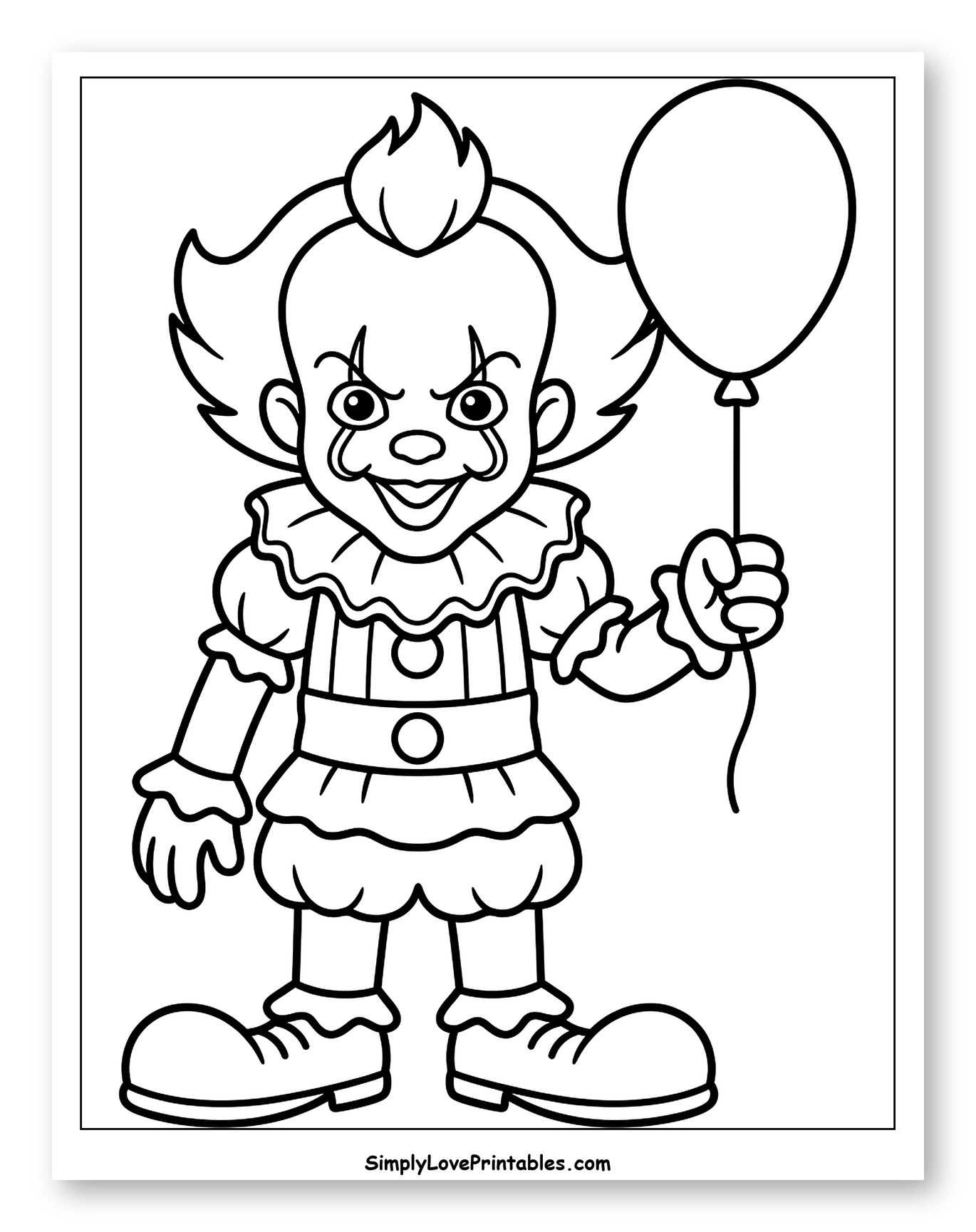 Creepy Clown Holding a Floating Balloon