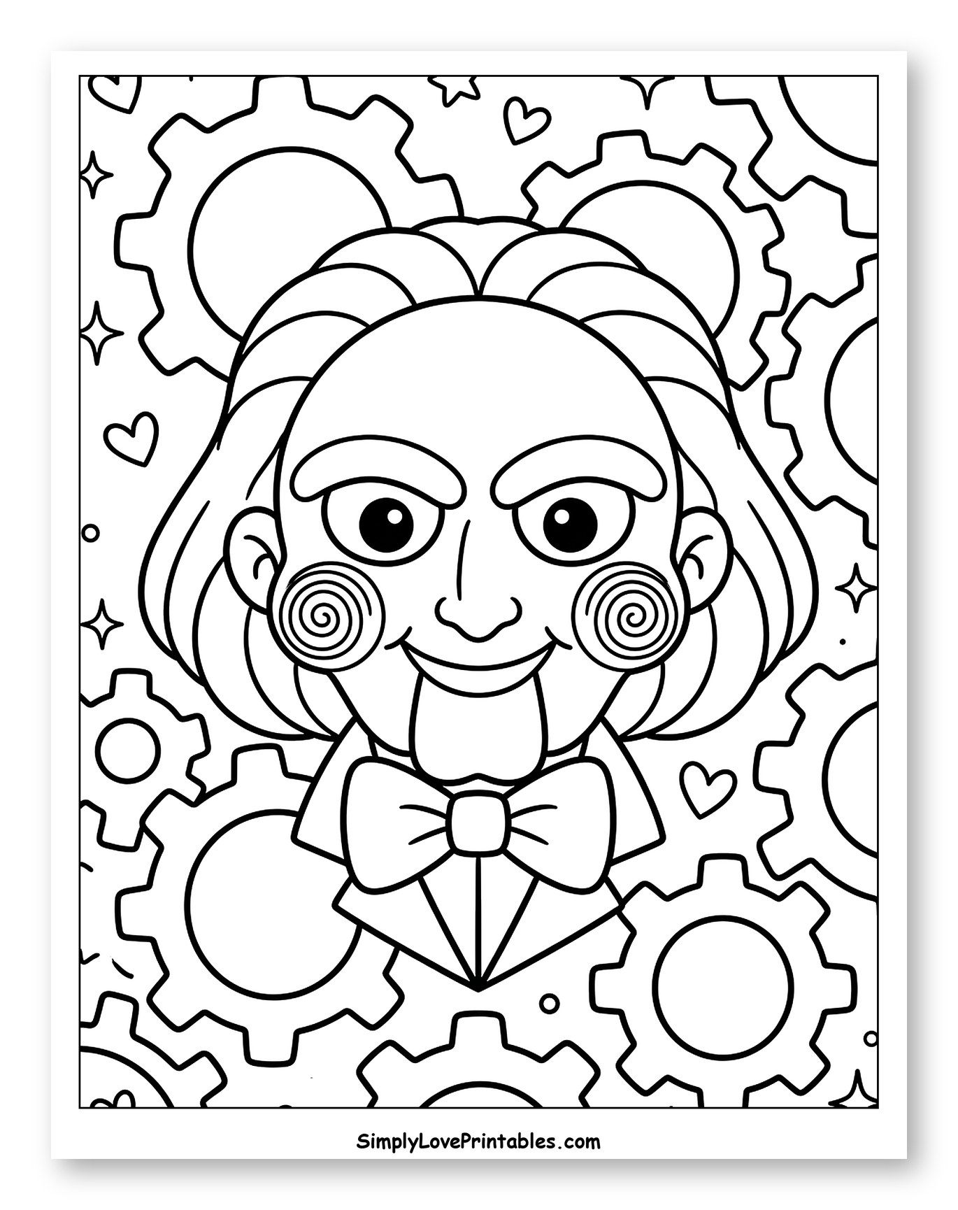 Creepy Puppet Head with Gears and Stars