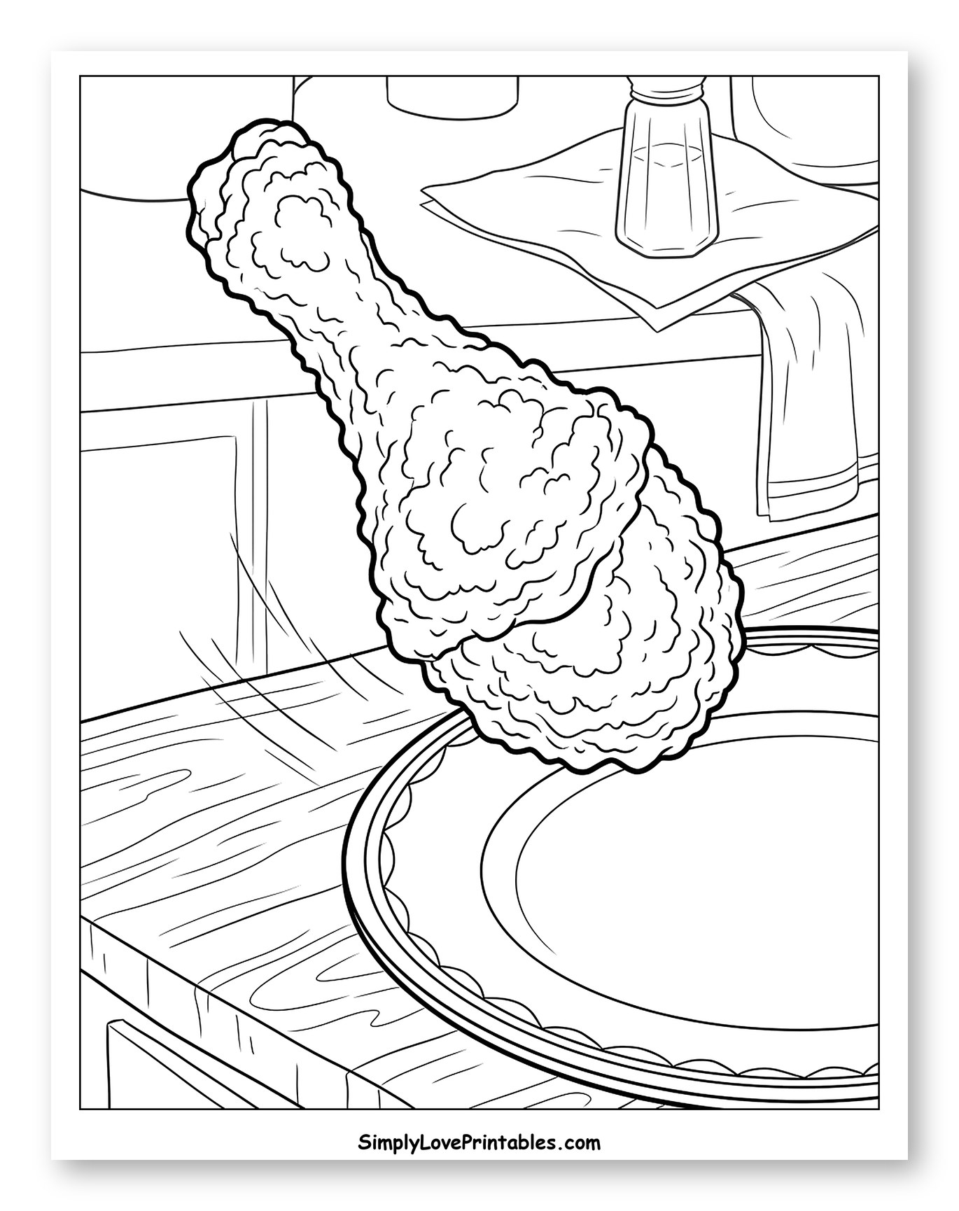 Crispy Fried Chicken Drumstick Falling to a Plate
