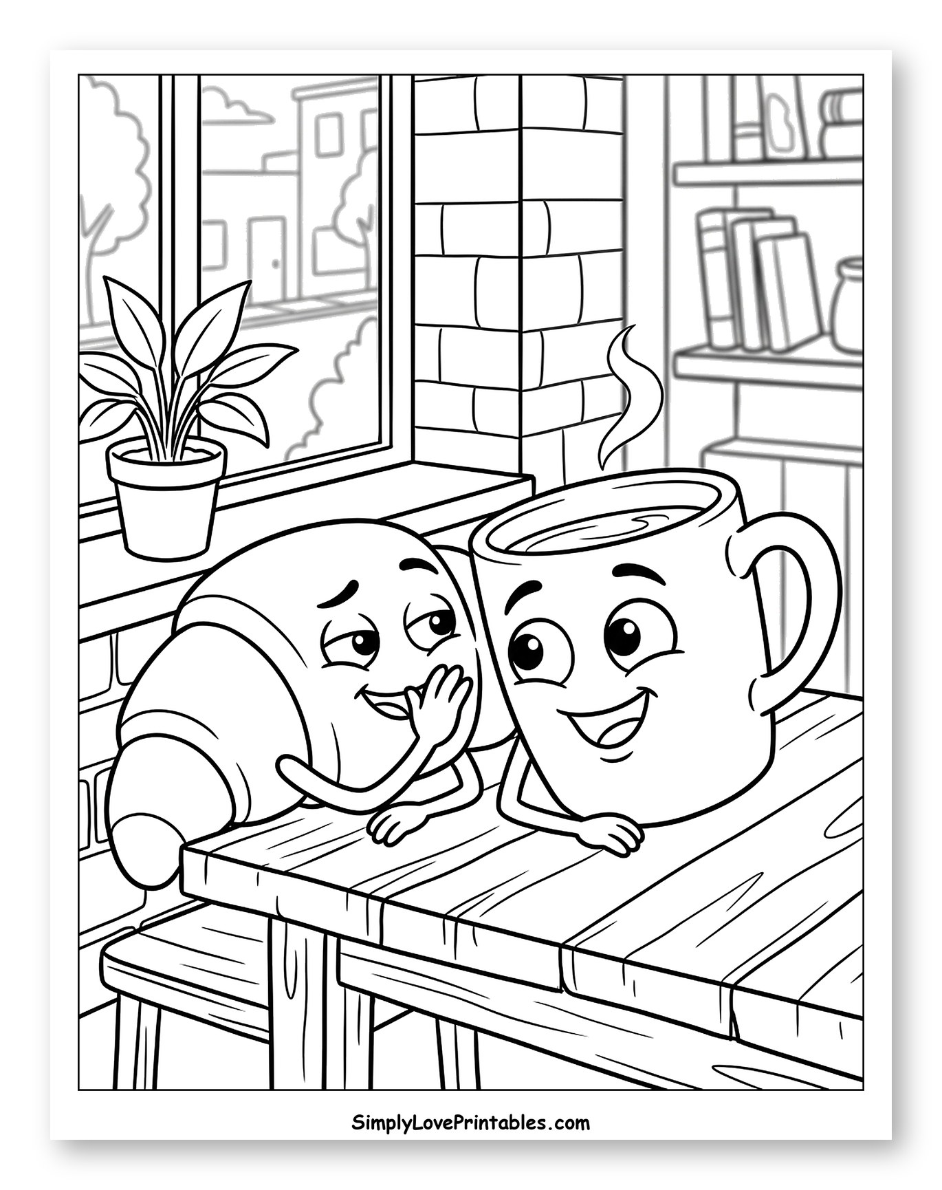 Croissant Whispering to Coffee Mug
