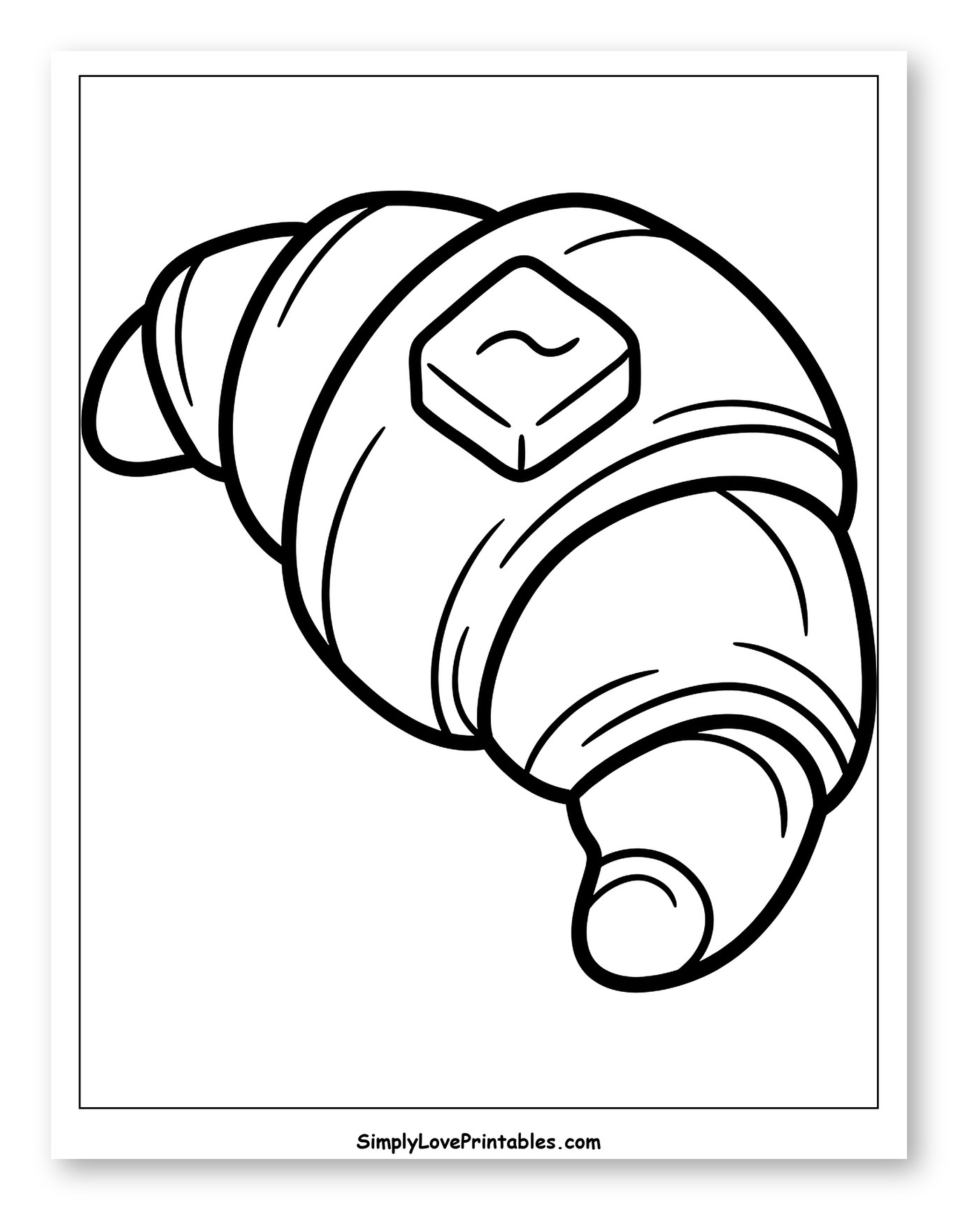 Croissant with a Pat of Butter Coloring Page for Toddlers