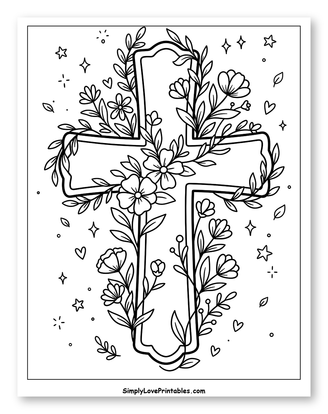 Cross Adorned with Flowers and Vines