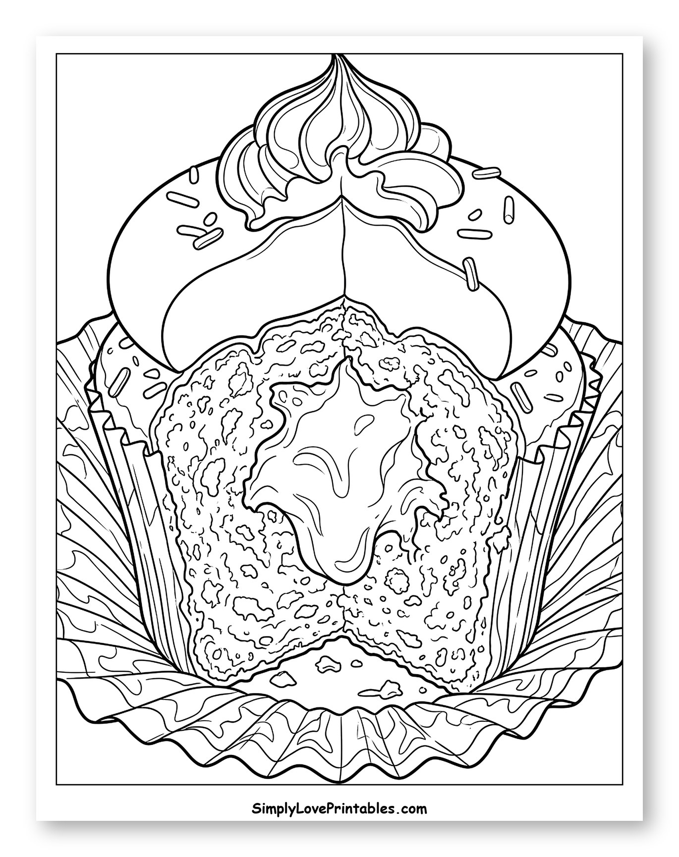 Cross-Section of a Filled Cupcake Coloring Page