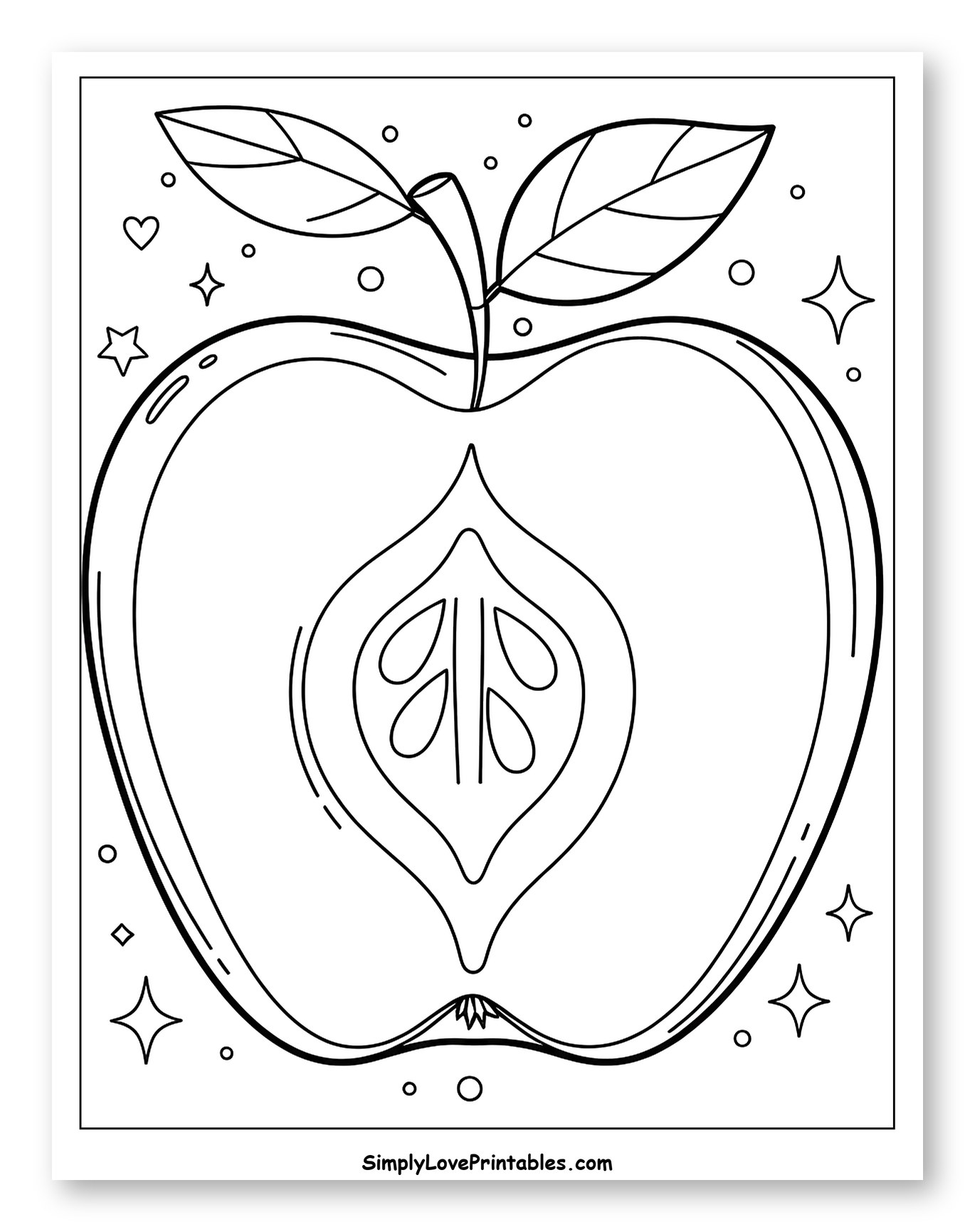 Cross-Section of an Apple with Leaves
