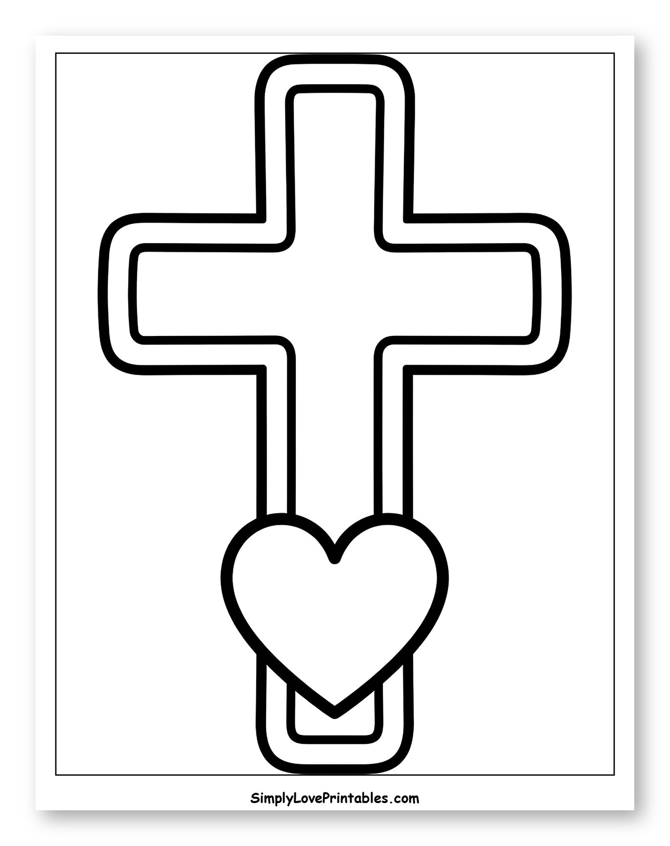Cross with a Heart Outlined