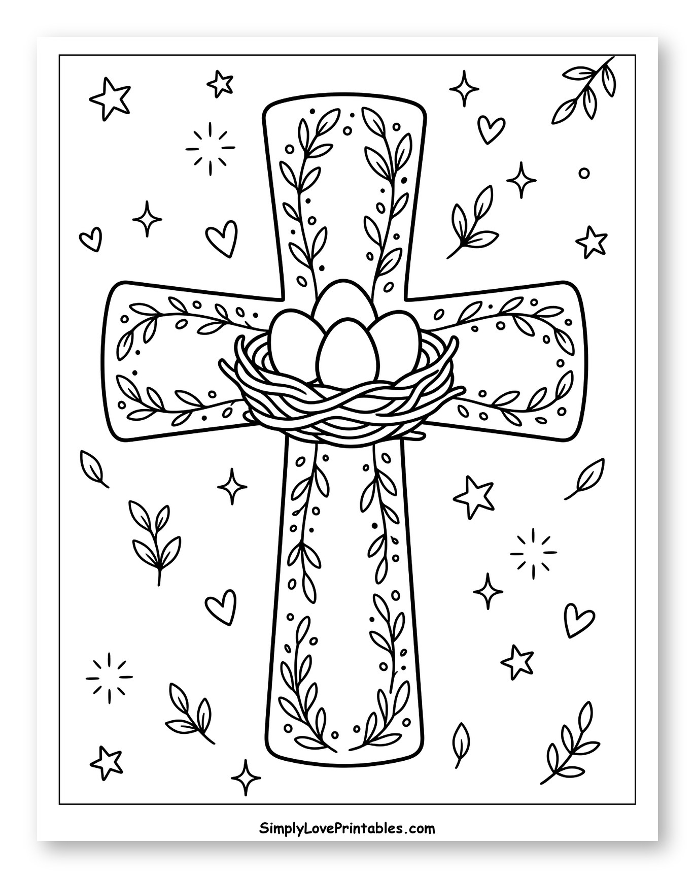 Cross with Nest of Easter Eggs