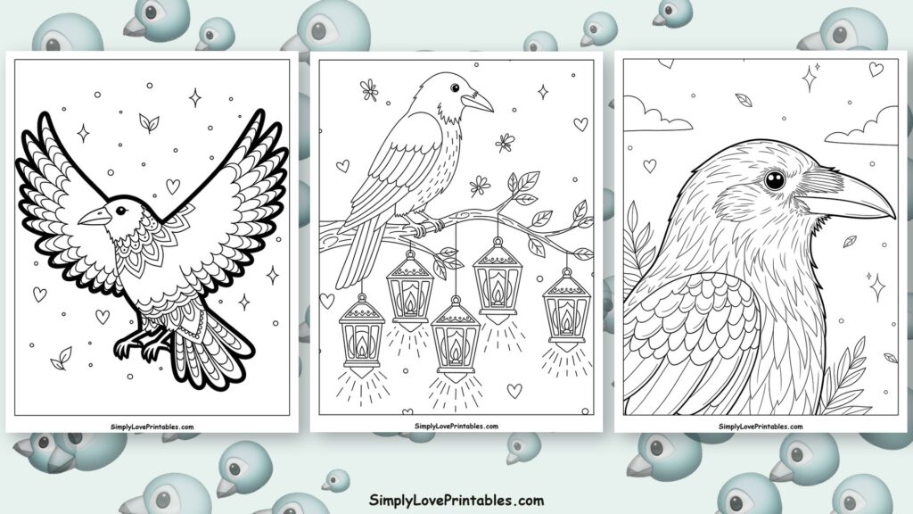 crow coloring pages featured image