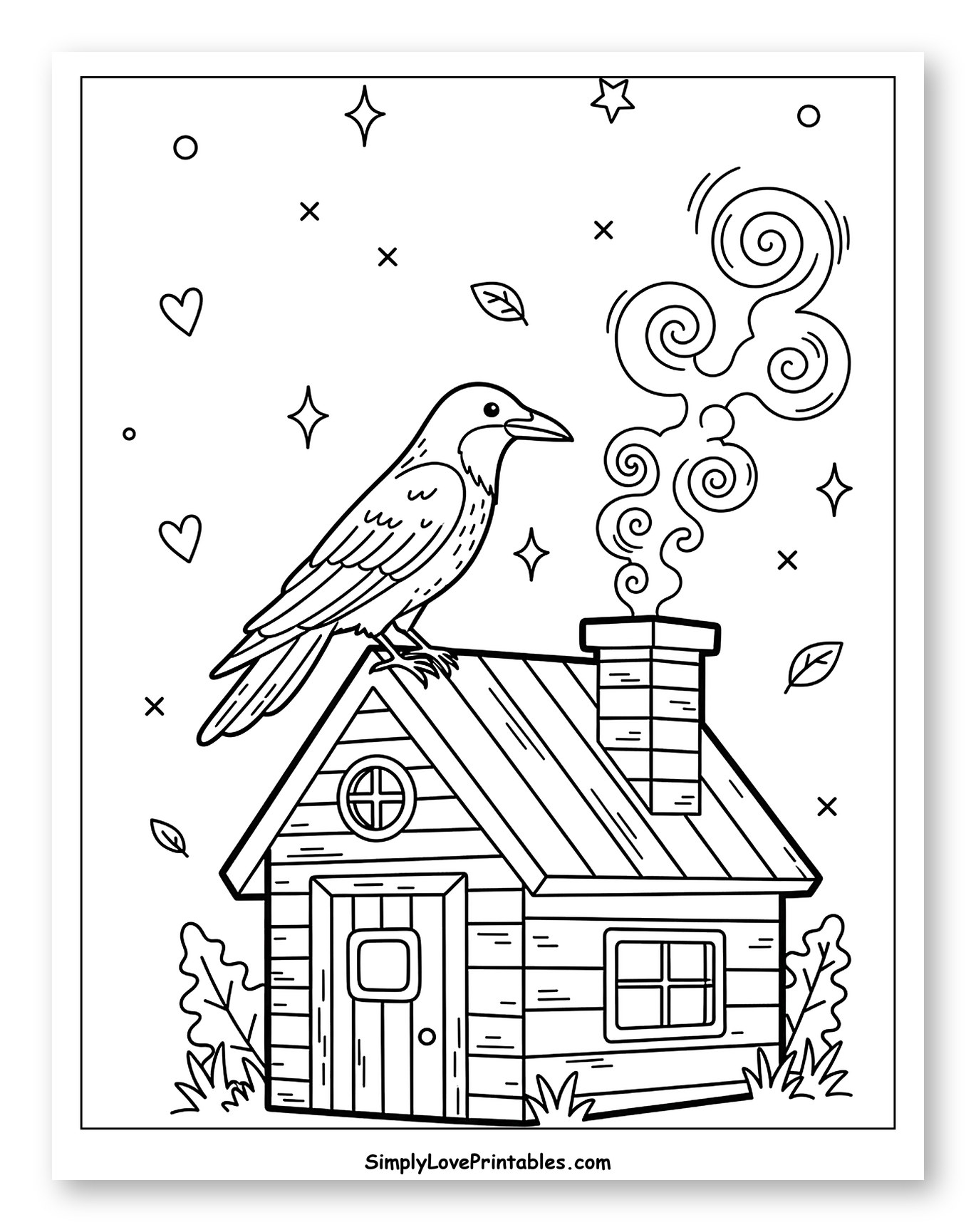 Crow Perched on a Cozy Little House