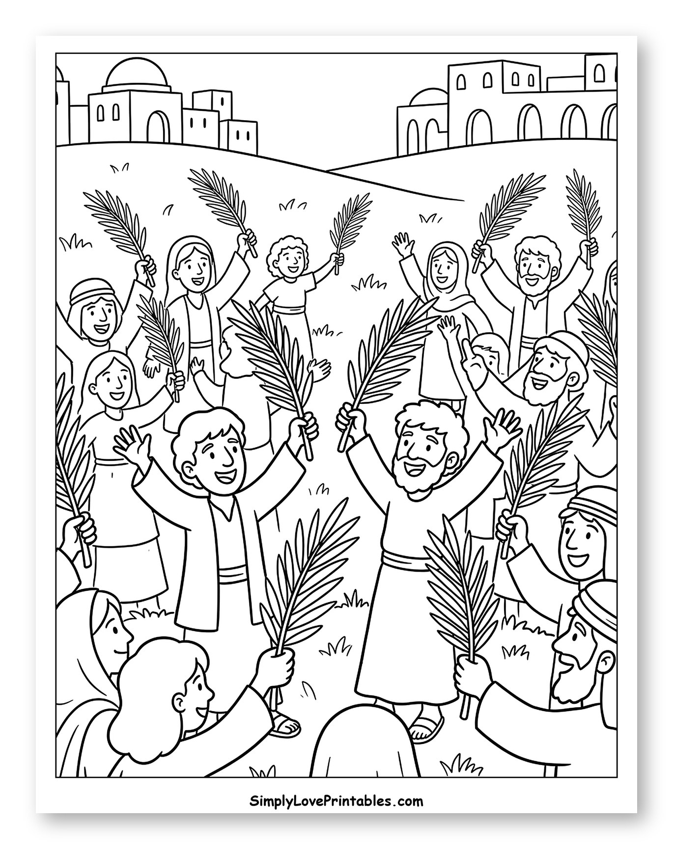 Crowd Waving Palm Branches