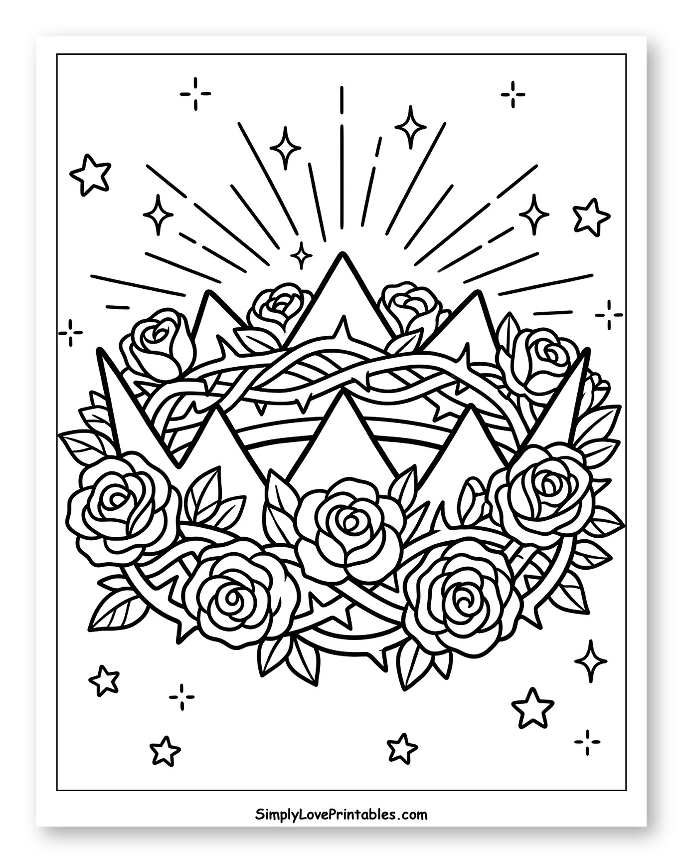 Crown of Thorns with Roses and Radiant Light