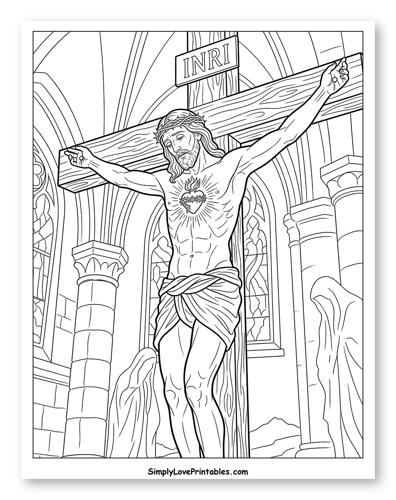 Crucified Jesus with Sacred Heart in Church