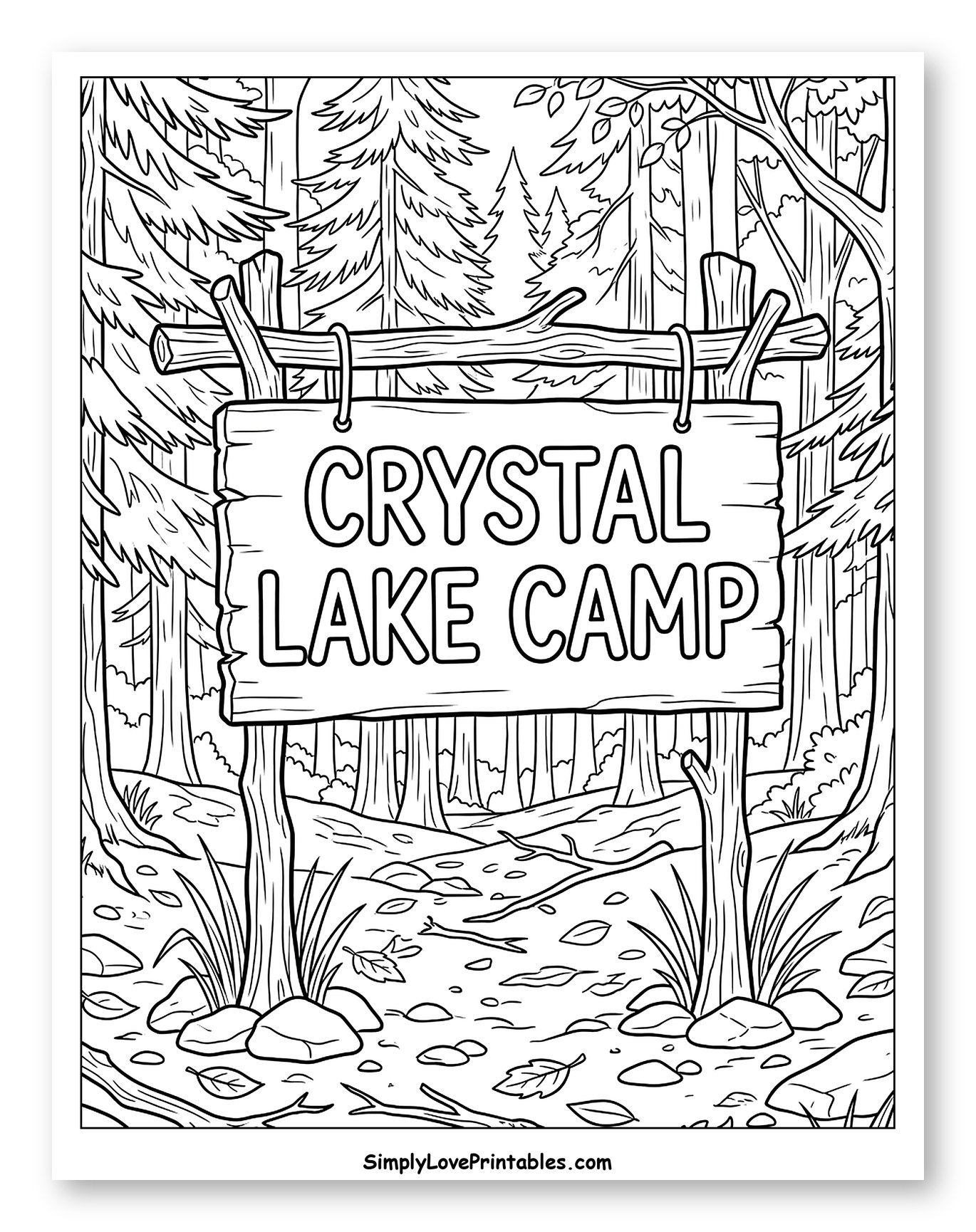 Crystal Lake Camp Forest Sign