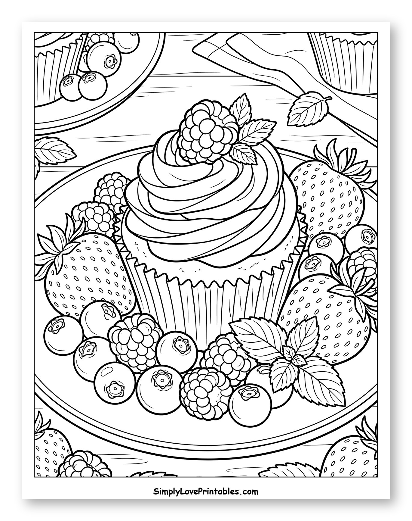Cupcakes with Fresh Berries and Mint