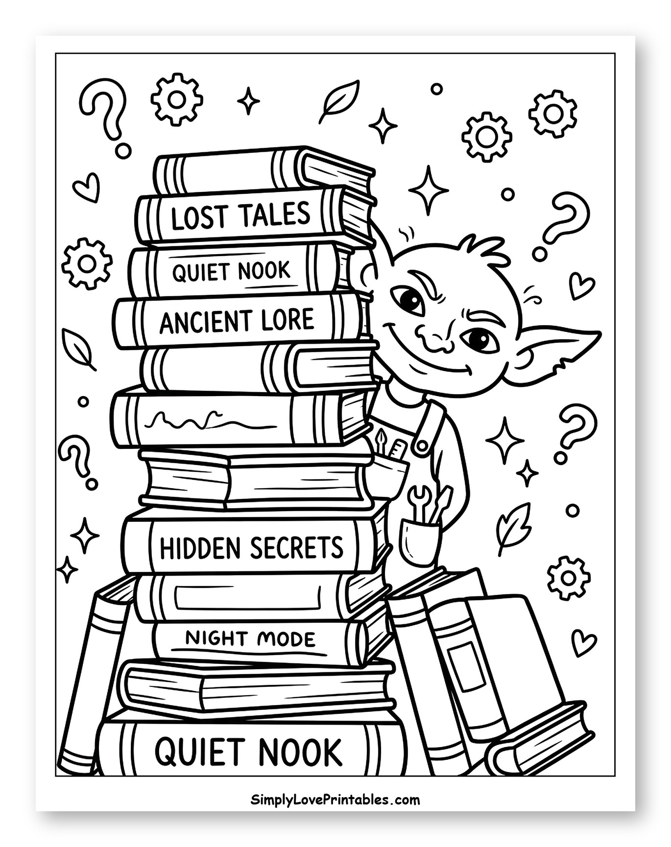 Curious Goblin Peeking from Books