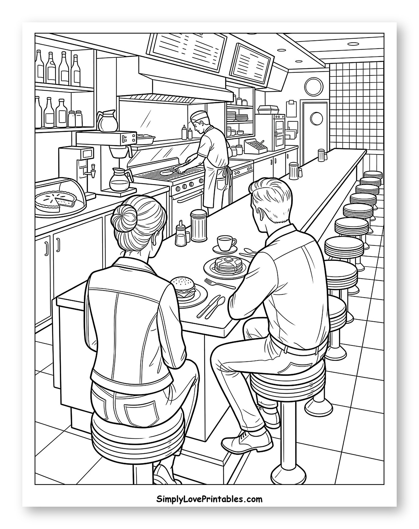Customers and Chef in a Classic Diner