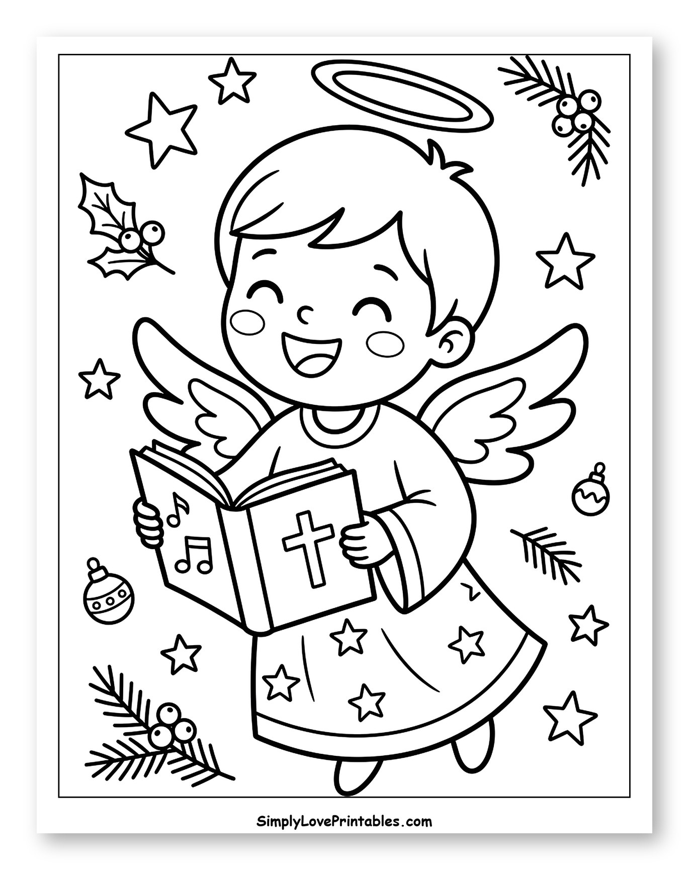 Cute Angel Holding a Christmas Songbook