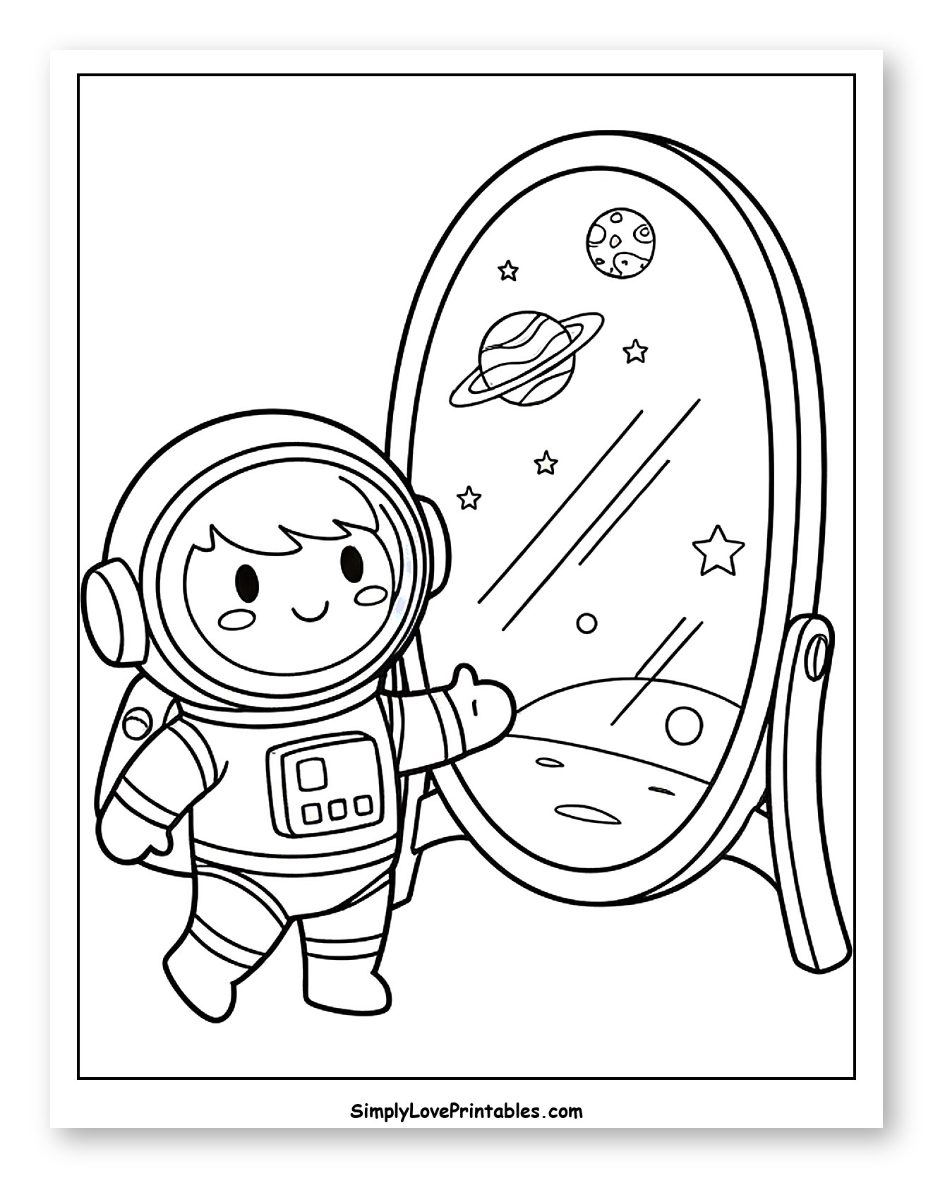 Cute Astronaut Looking at a Mirror