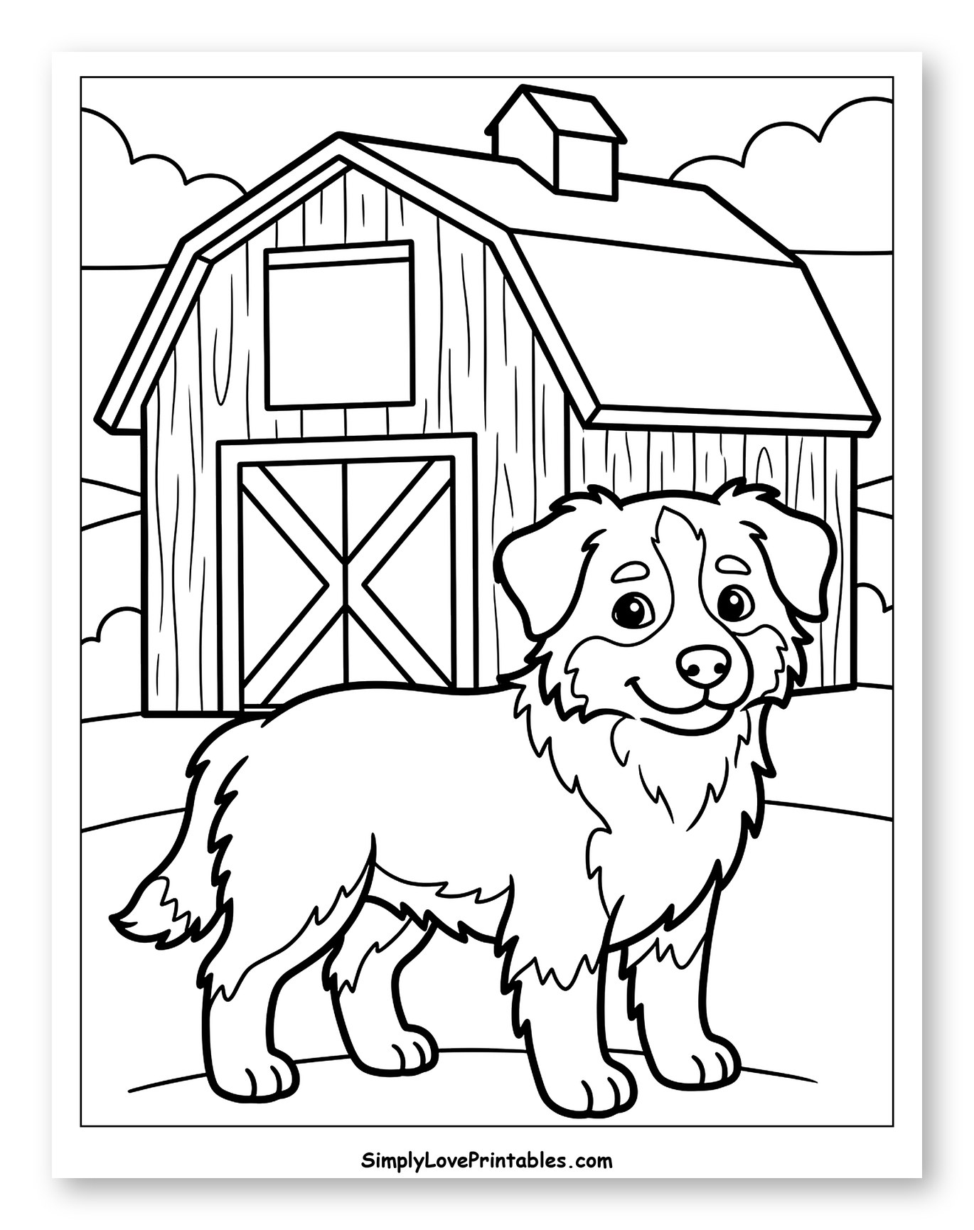 Cute Australian Shepherd by a Barn