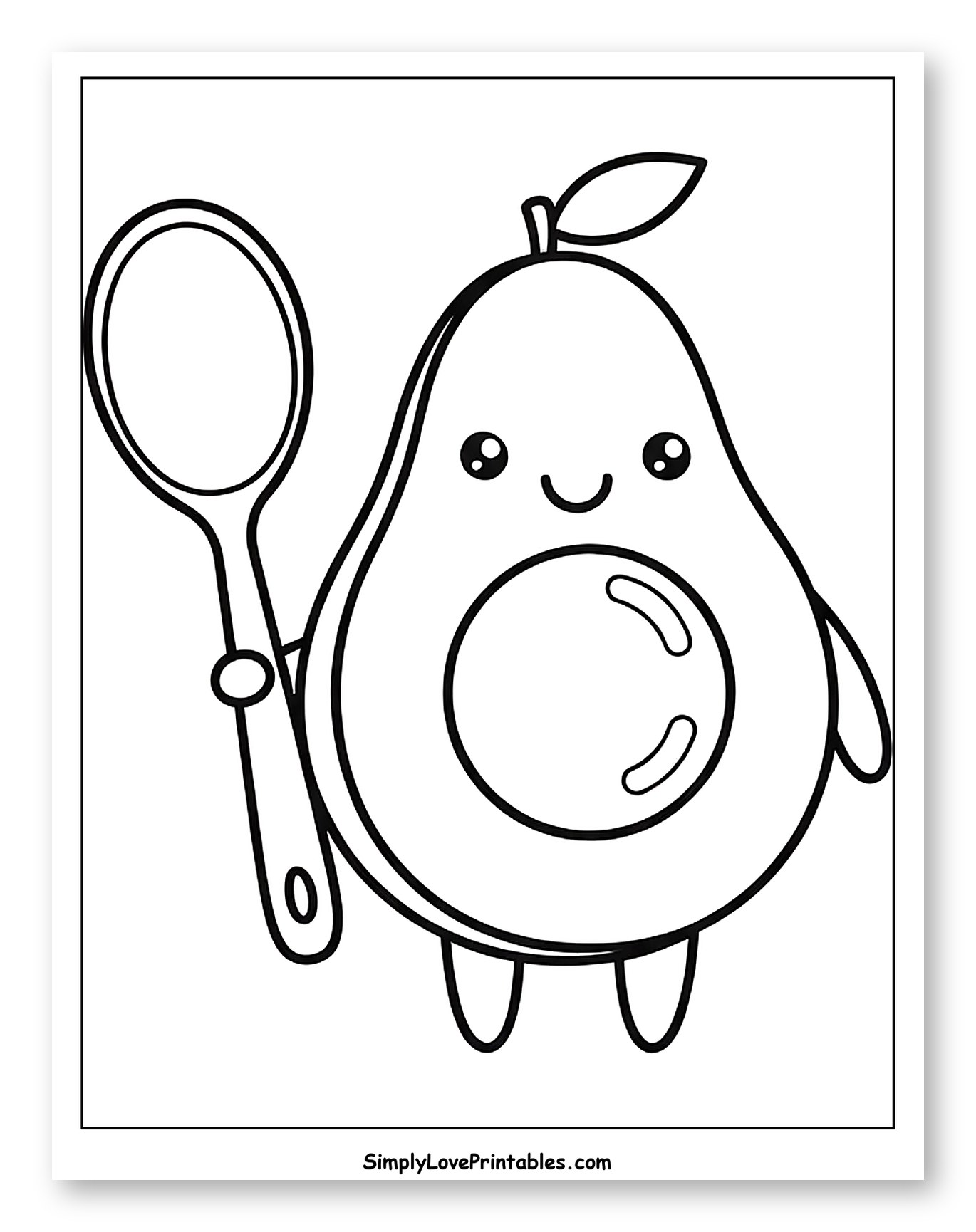 Cute Avocado Holding a Spoon