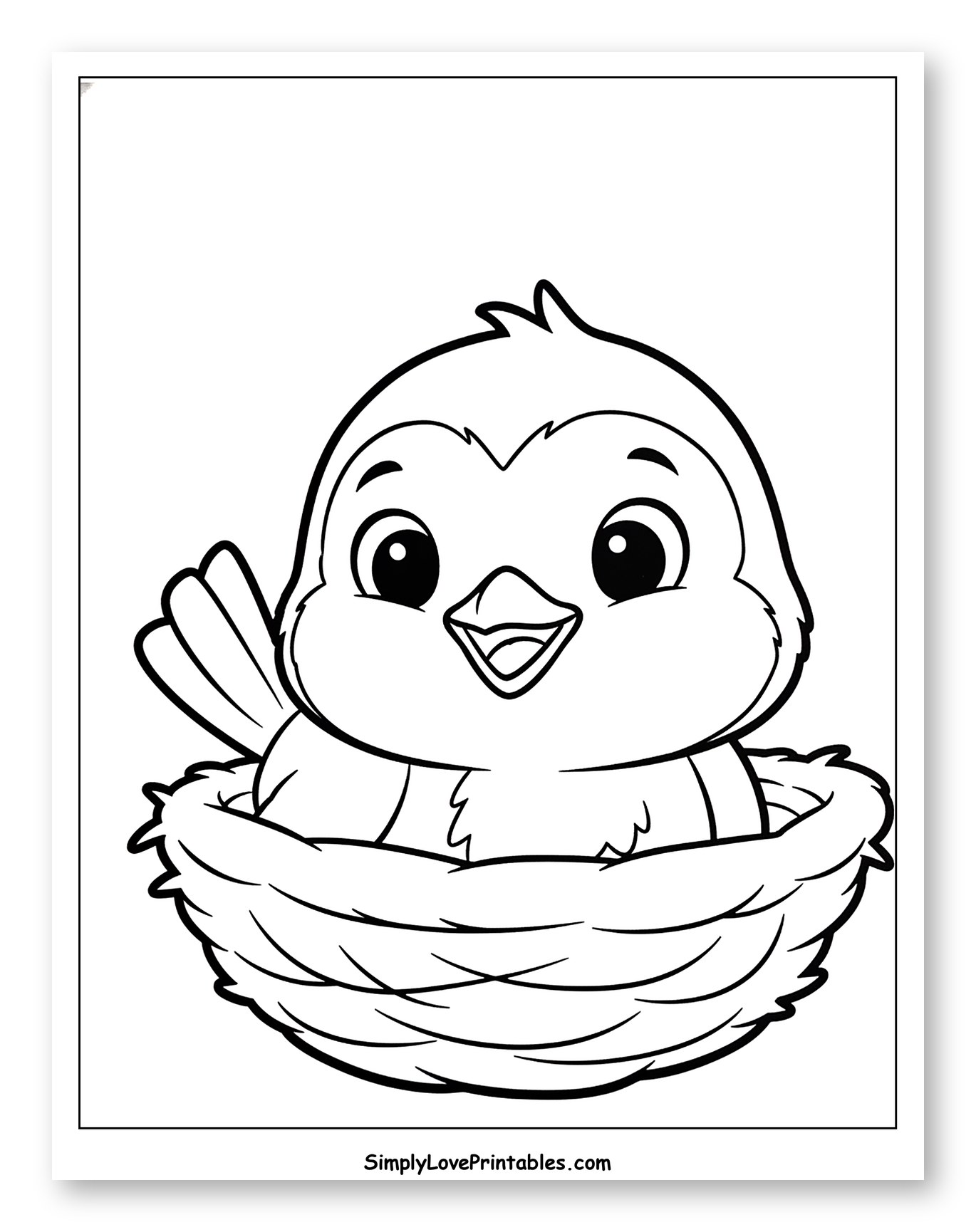 Cute Baby Bird in a Nest