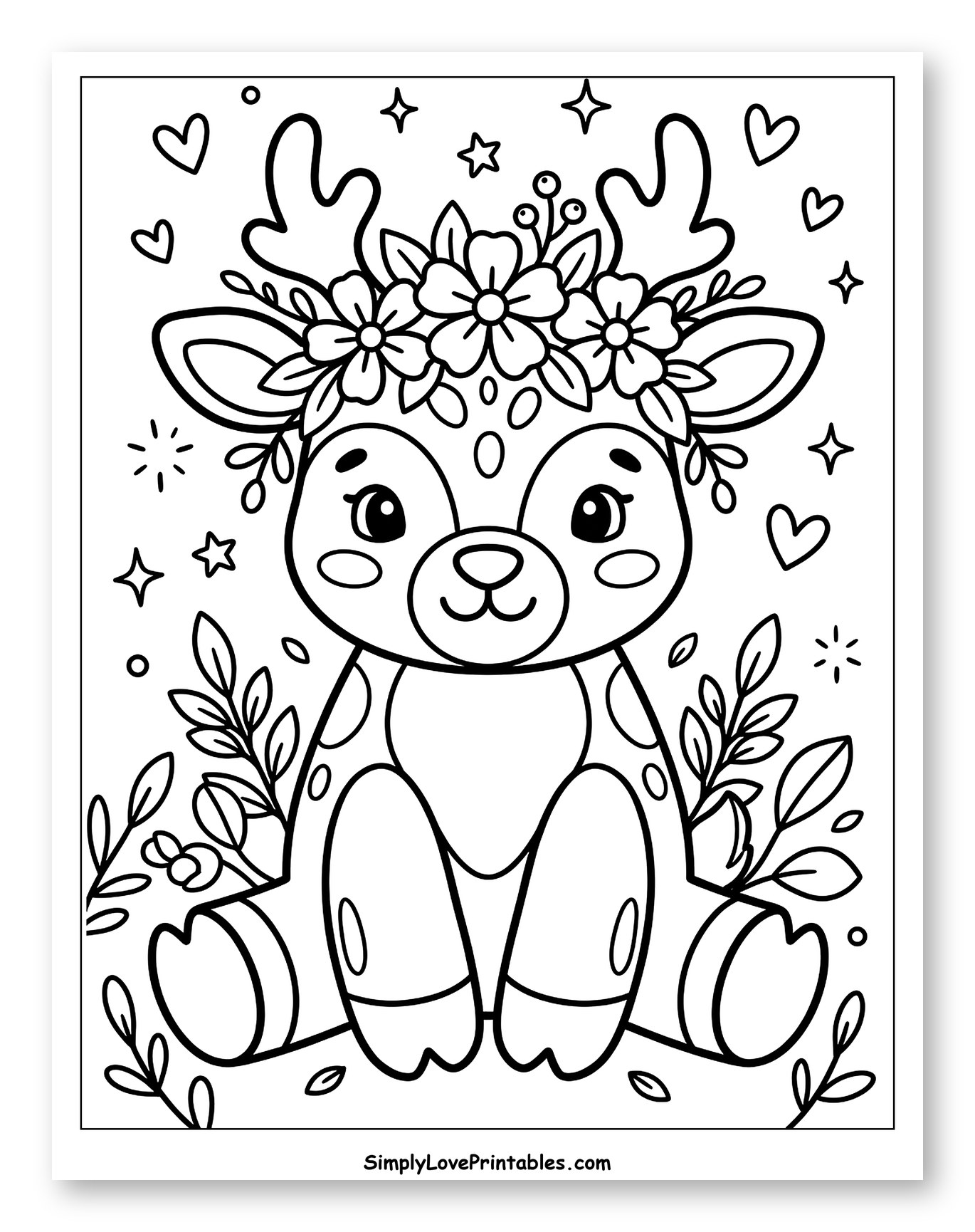 Cute Baby Deer with Flower Crown