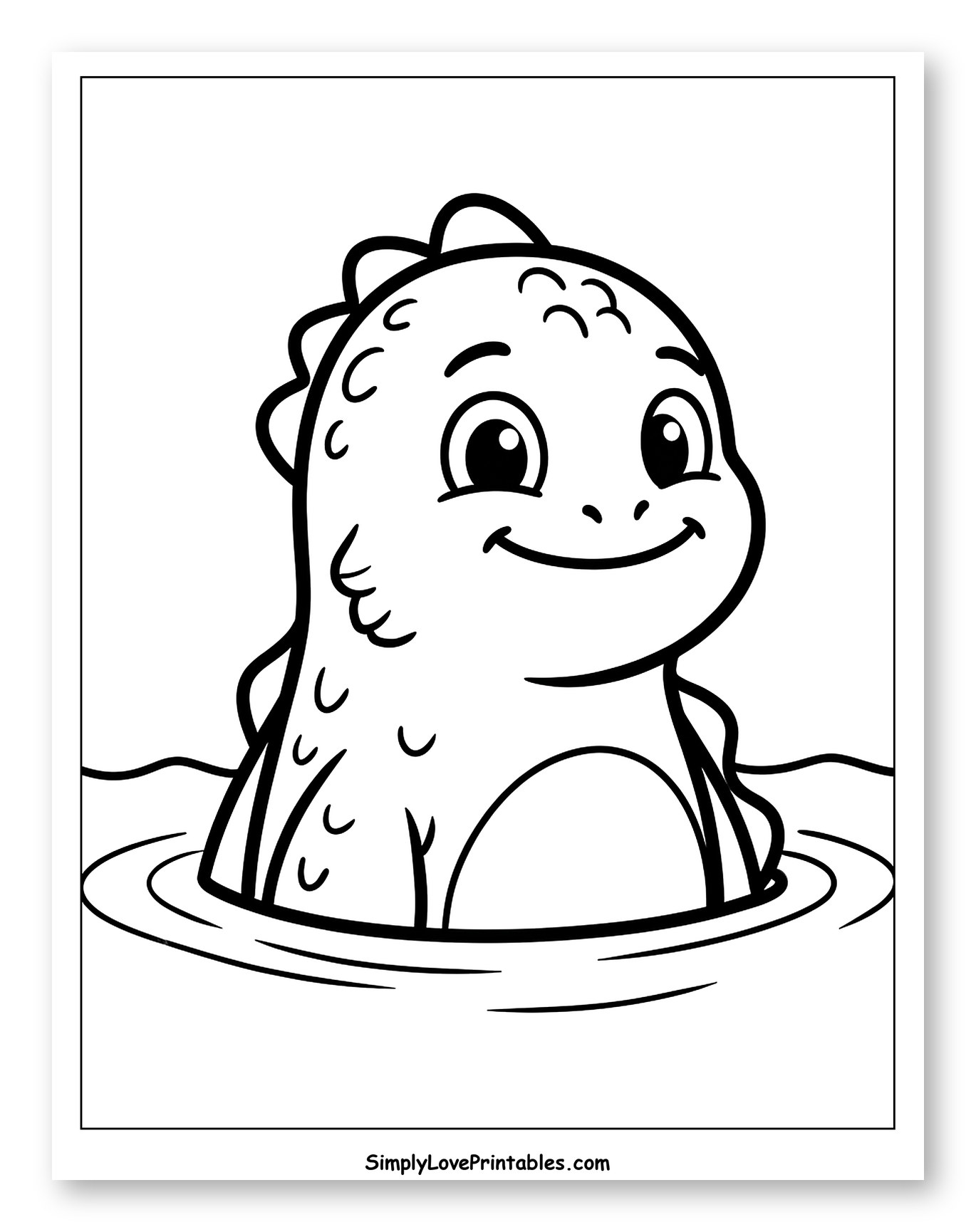 Cute Baby Dinosaur Swimming in Water