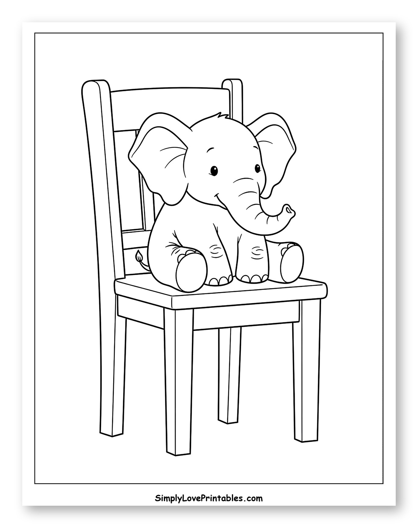 Cute Baby Elephant Sitting on a Chair
