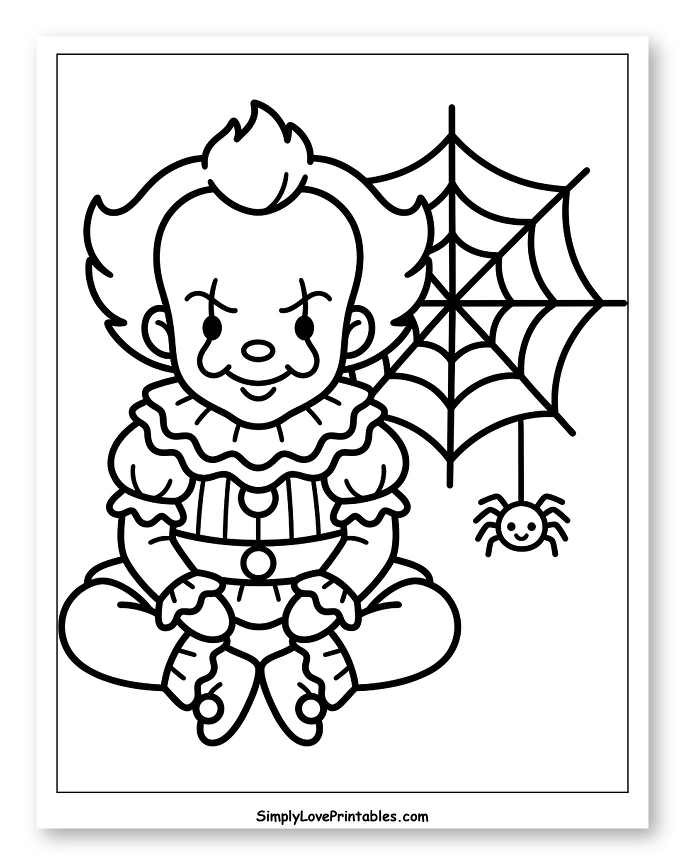 Cute Baby Pennywise with Spiderweb and Spider