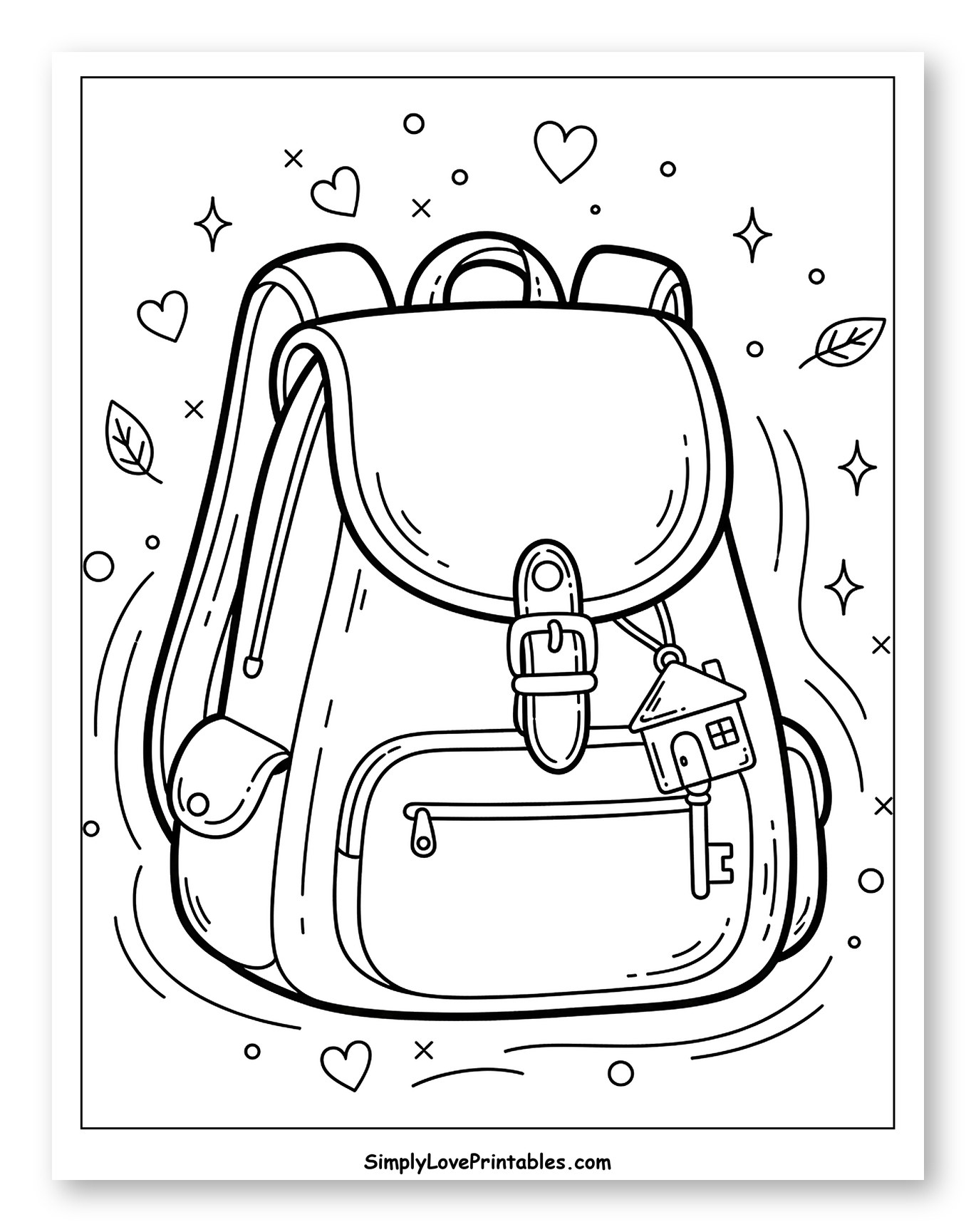 Cute Backpack with Key and House Charm