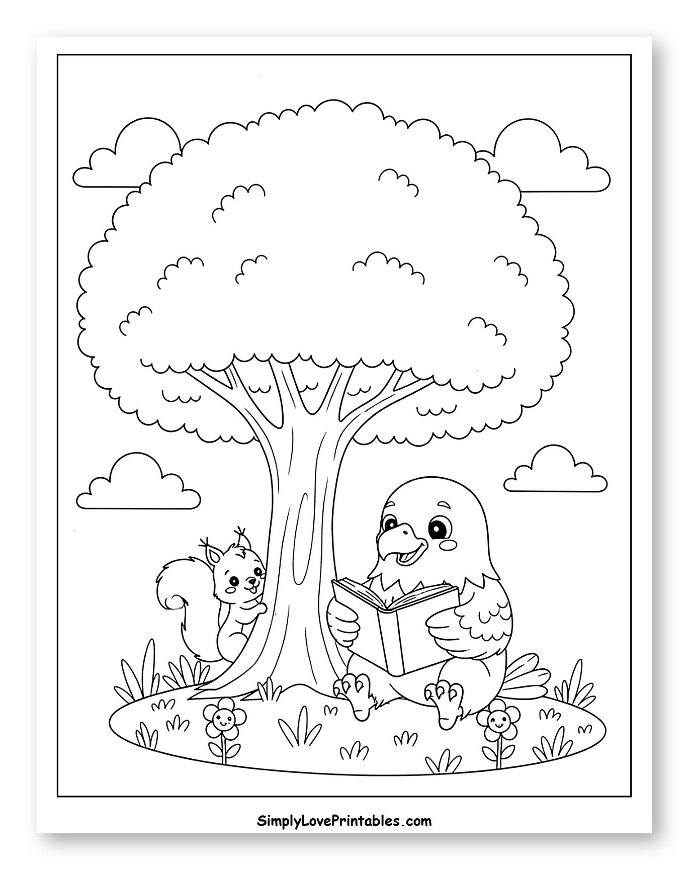 Cute Bald Eagle Reading Under a Tree