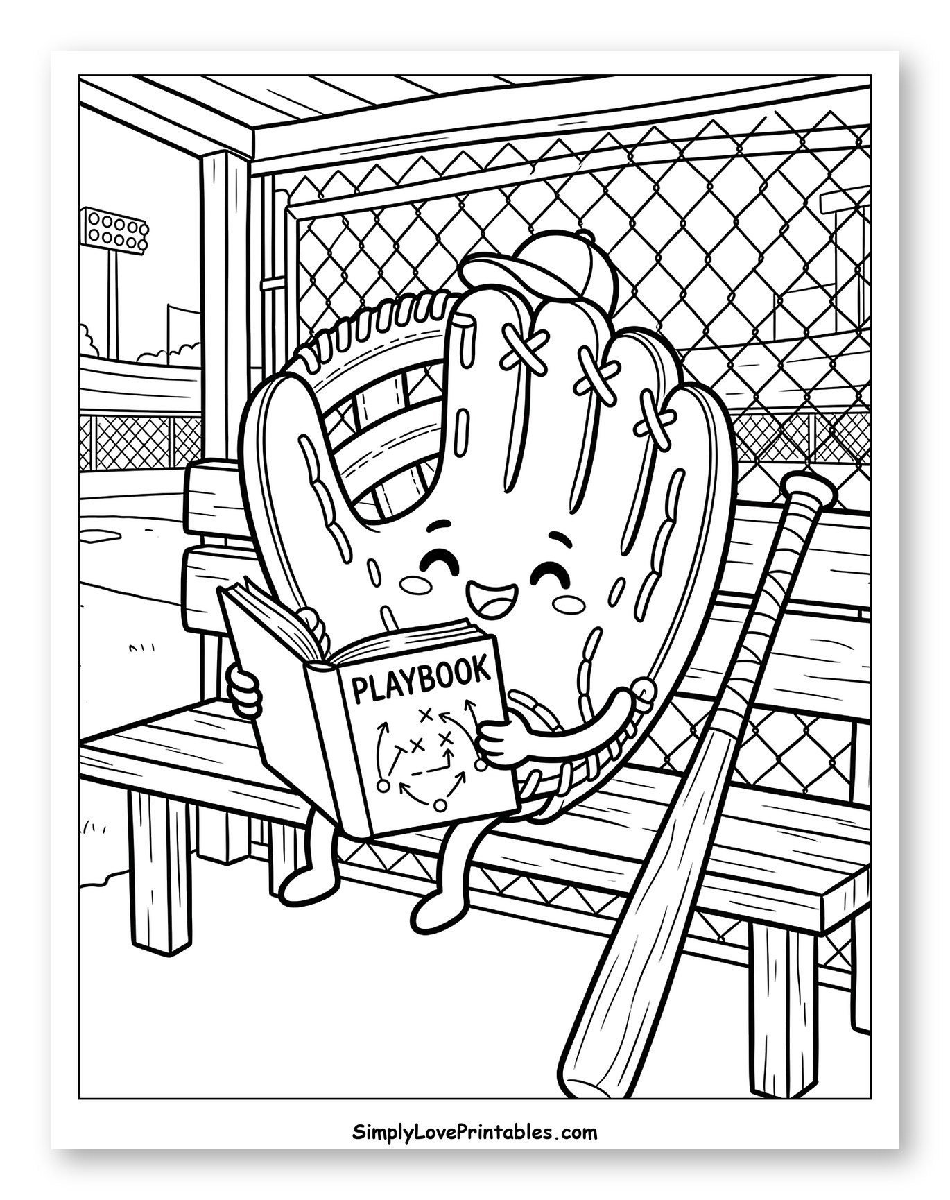Cute Baseball Glove Reading Playbook with Bat