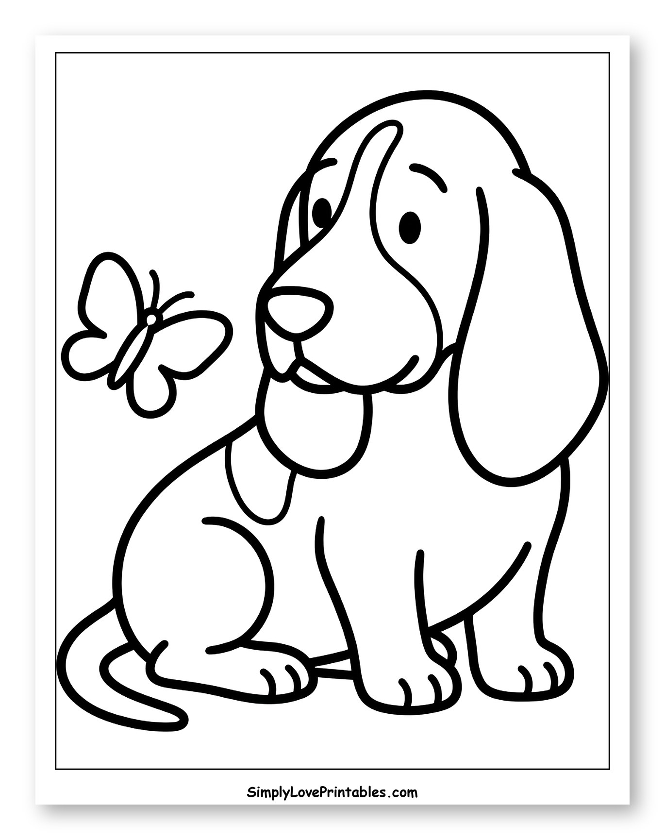 Cute Basset Hound Puppy with Butterfly