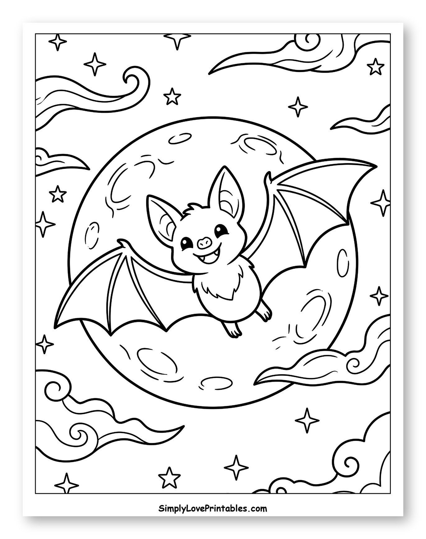 Cute Bat Flying in Front of the Moon