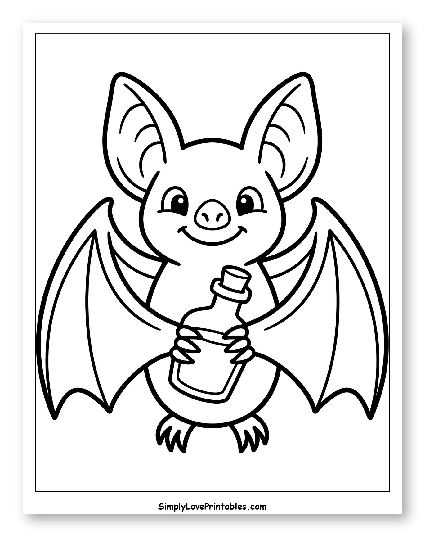 Cute Bat Holding Potion Bottle