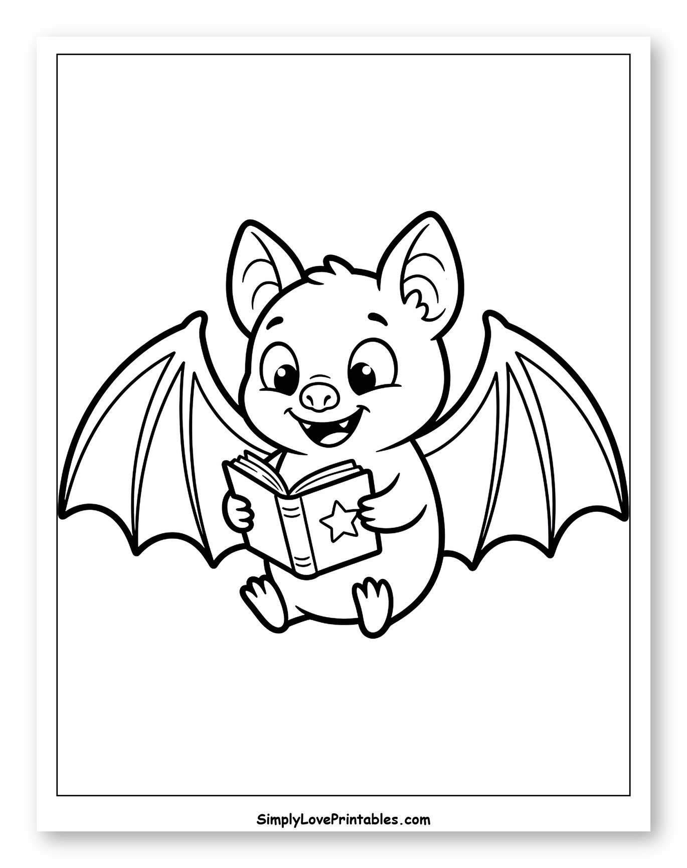 Cute Bat Reading a Book